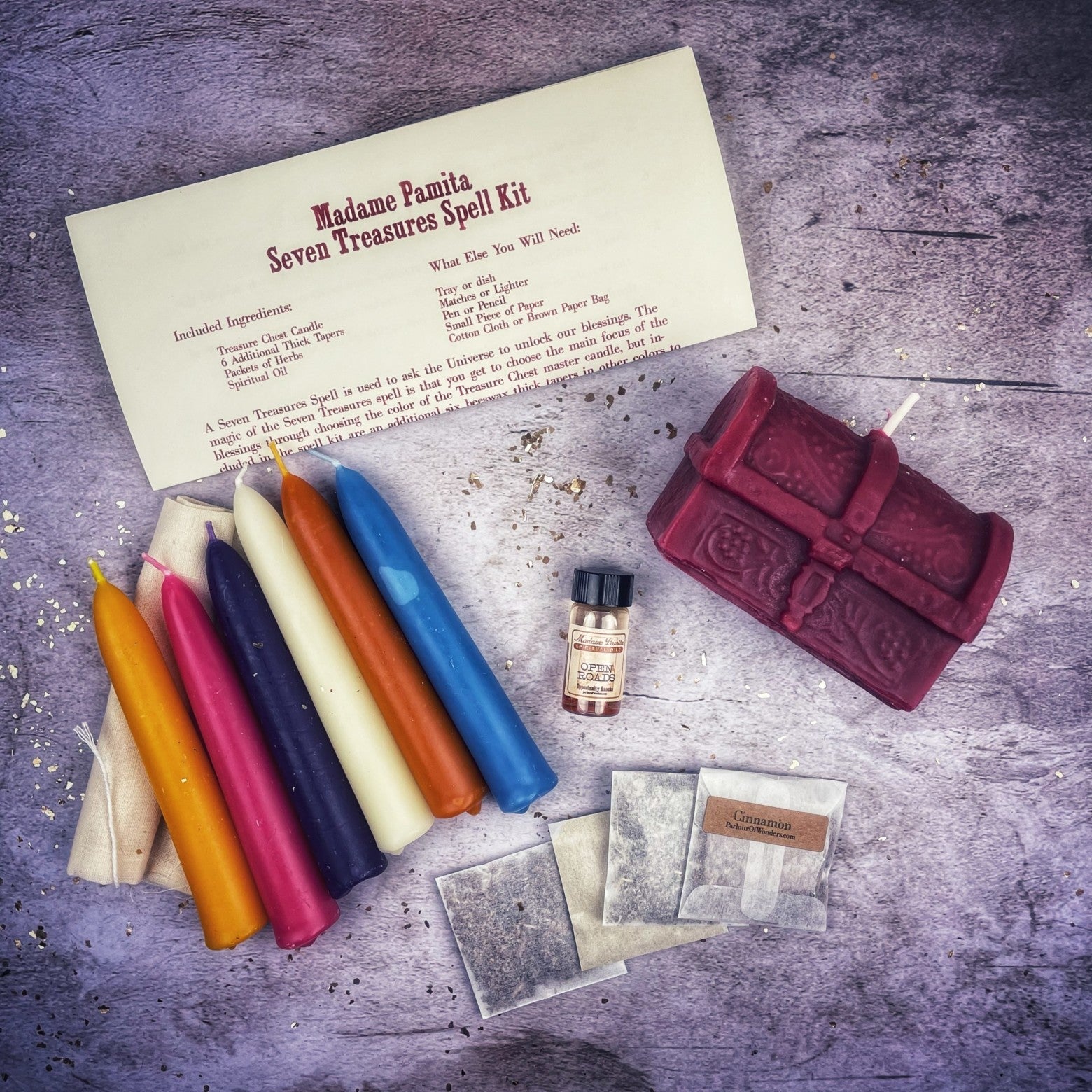 Seven Treasures Candle Spell Kit - Unlock Blessings & Abundance | Candle Spell Kit | Wiccan Center