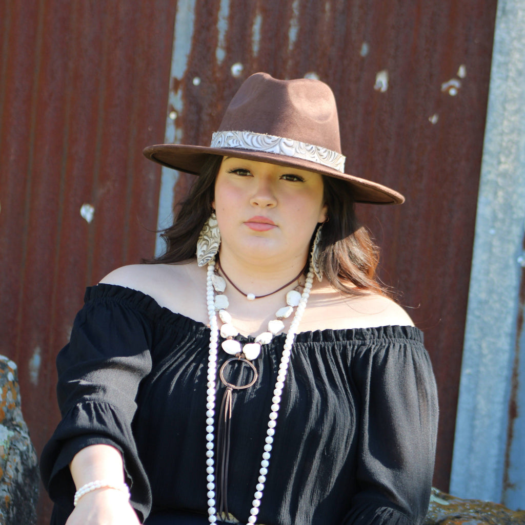 Floating Pearl on Brown Leather Choker Necklace 229R | Necklace | Wiccan Center