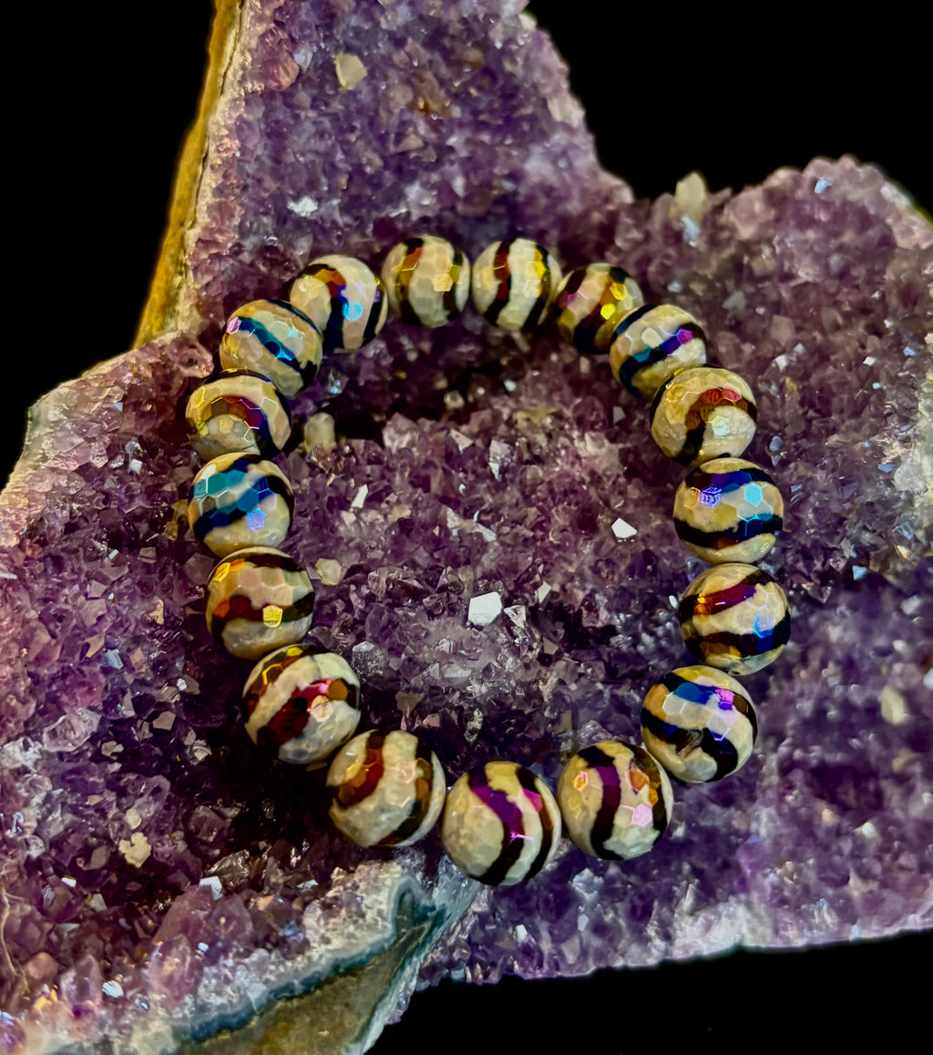 Main Character Energy – Faceted Metallic Electroplated Agate Bracelet (10mm) | | Wiccan Center