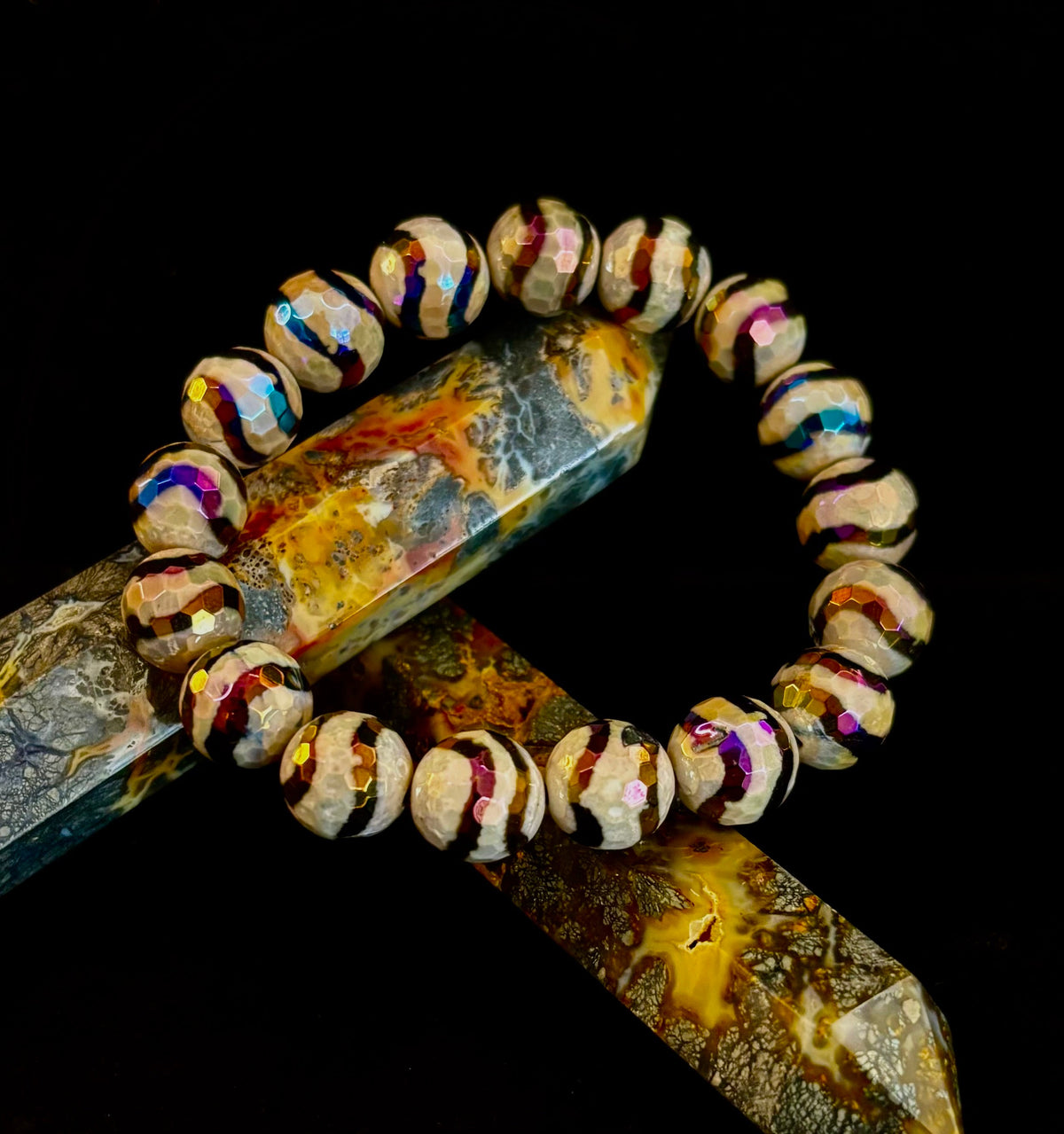 Main Character Energy – Faceted Metallic Electroplated Agate Bracelet (10mm) | | Wiccan Center