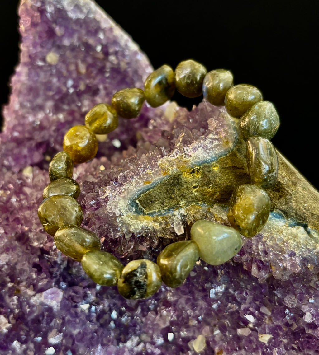 Cosmic Pebble Magic – Tumbled Natural Labradorite Bracelet (10–12mm) | | Wiccan Center