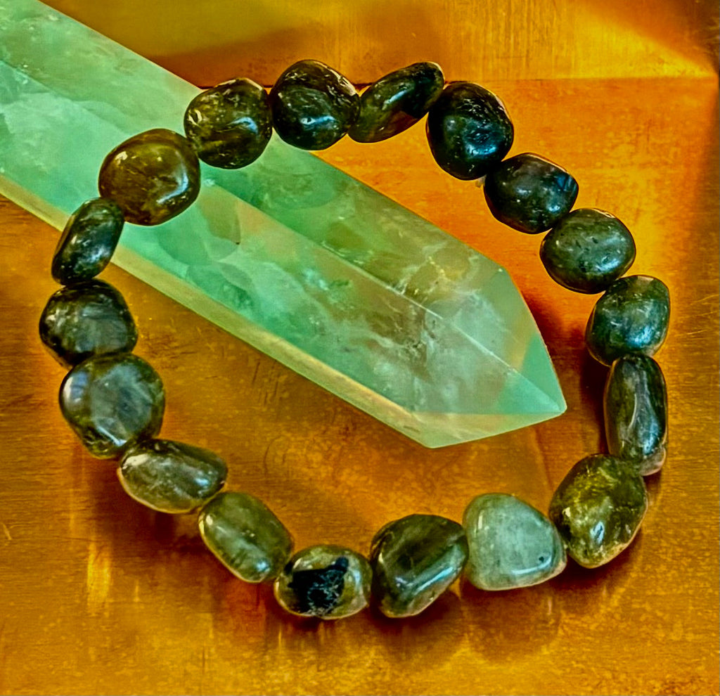 Cosmic Pebble Magic – Tumbled Natural Labradorite Bracelet (10–12mm) | | Wiccan Center