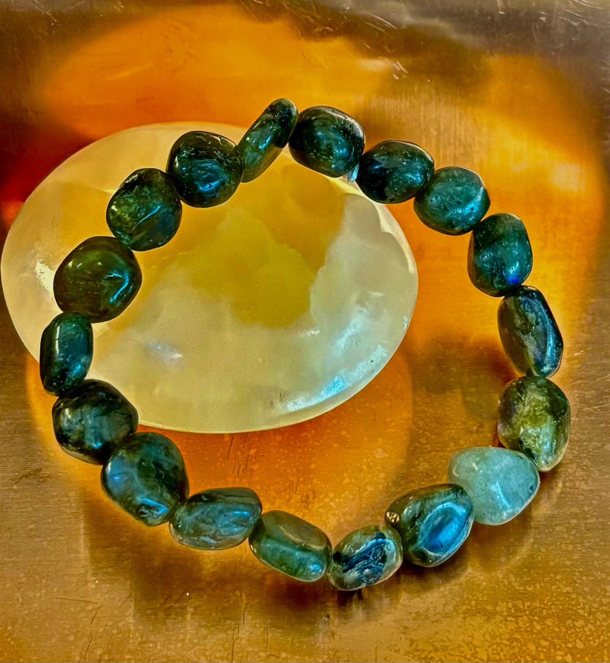Cosmic Pebble Magic – Tumbled Natural Labradorite Bracelet (10–12mm) | | Wiccan Center