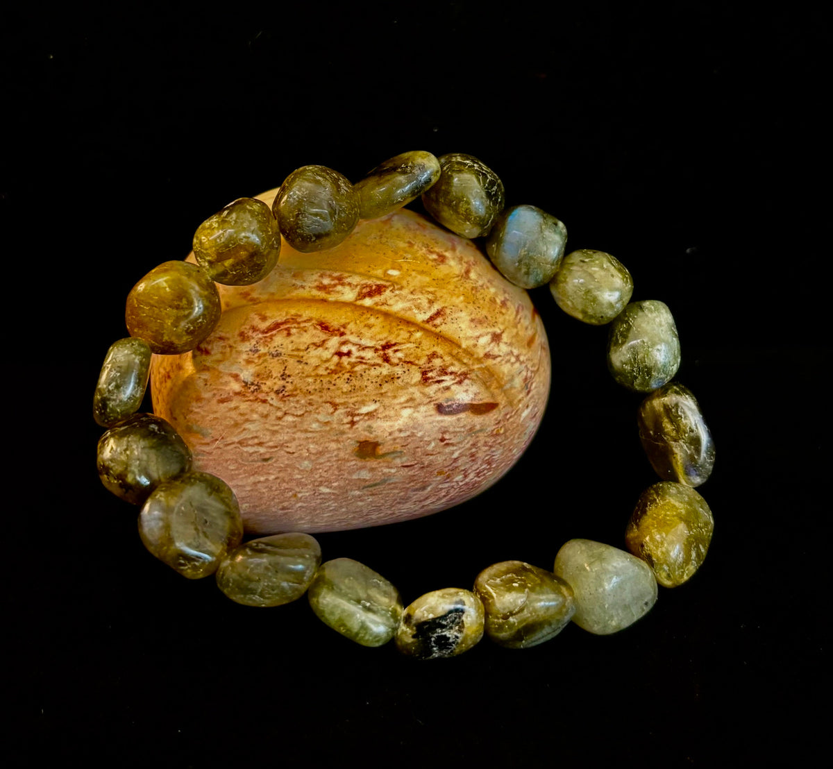 Cosmic Pebble Magic – Tumbled Natural Labradorite Bracelet (10–12mm) | | Wiccan Center