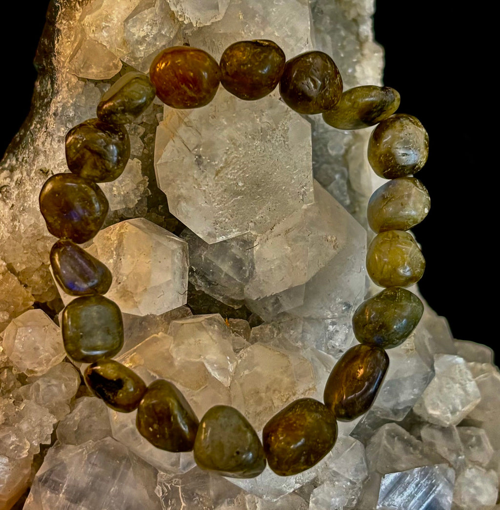 Cosmic Pebble Magic – Tumbled Natural Labradorite Bracelet (10–12mm) | | Wiccan Center