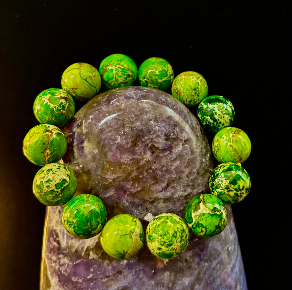 Vibrant Earth – Sea Sediment Jasper Statement Bracelet (14mm) | | Wiccan Center