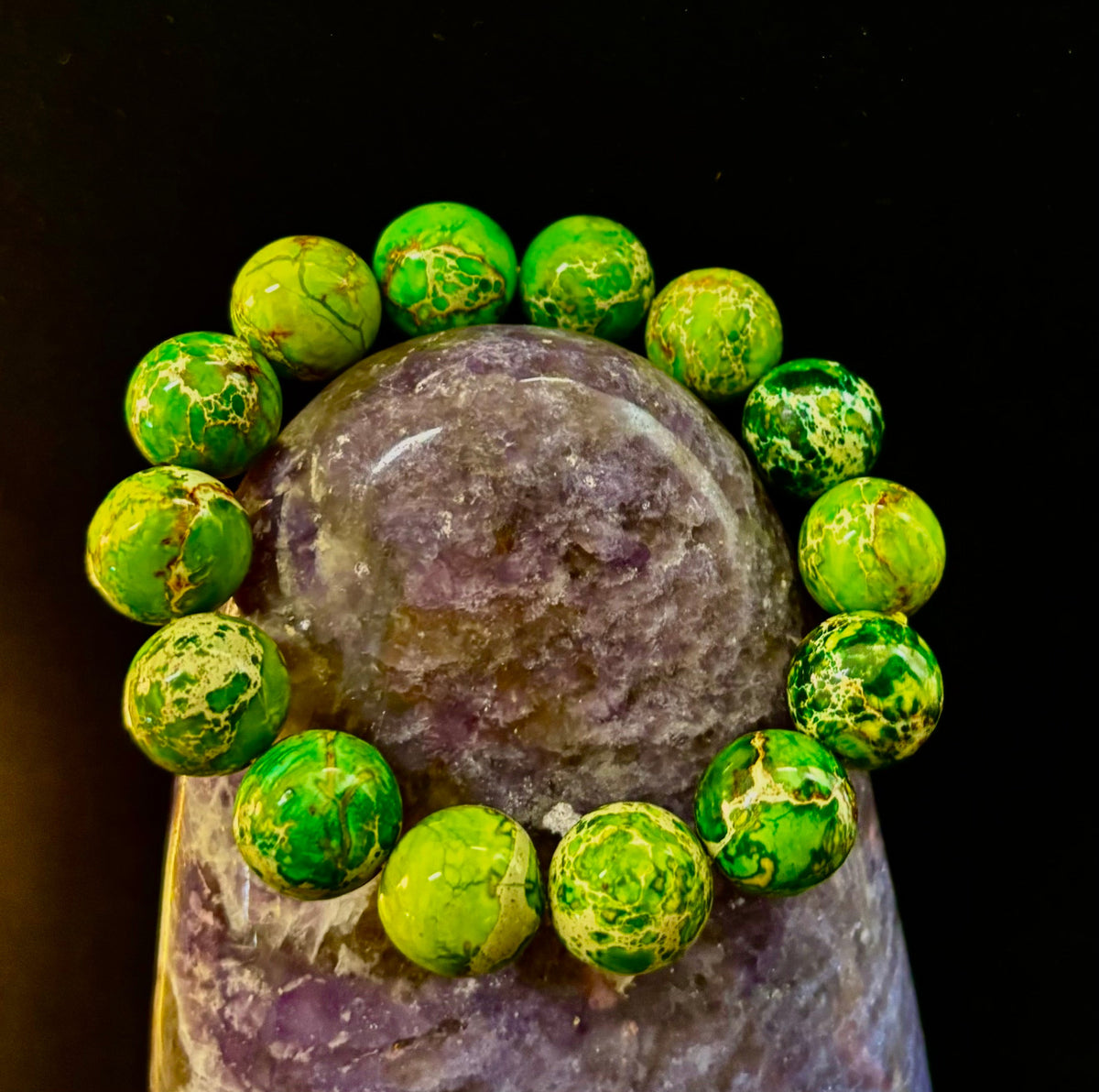 Vibrant Earth – Sea Sediment Jasper Statement Bracelet (14mm) | | Wiccan Center
