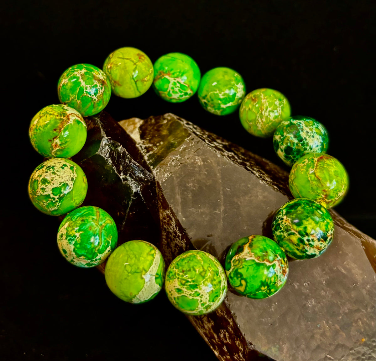 Vibrant Earth – Sea Sediment Jasper Statement Bracelet (14mm) | | Wiccan Center