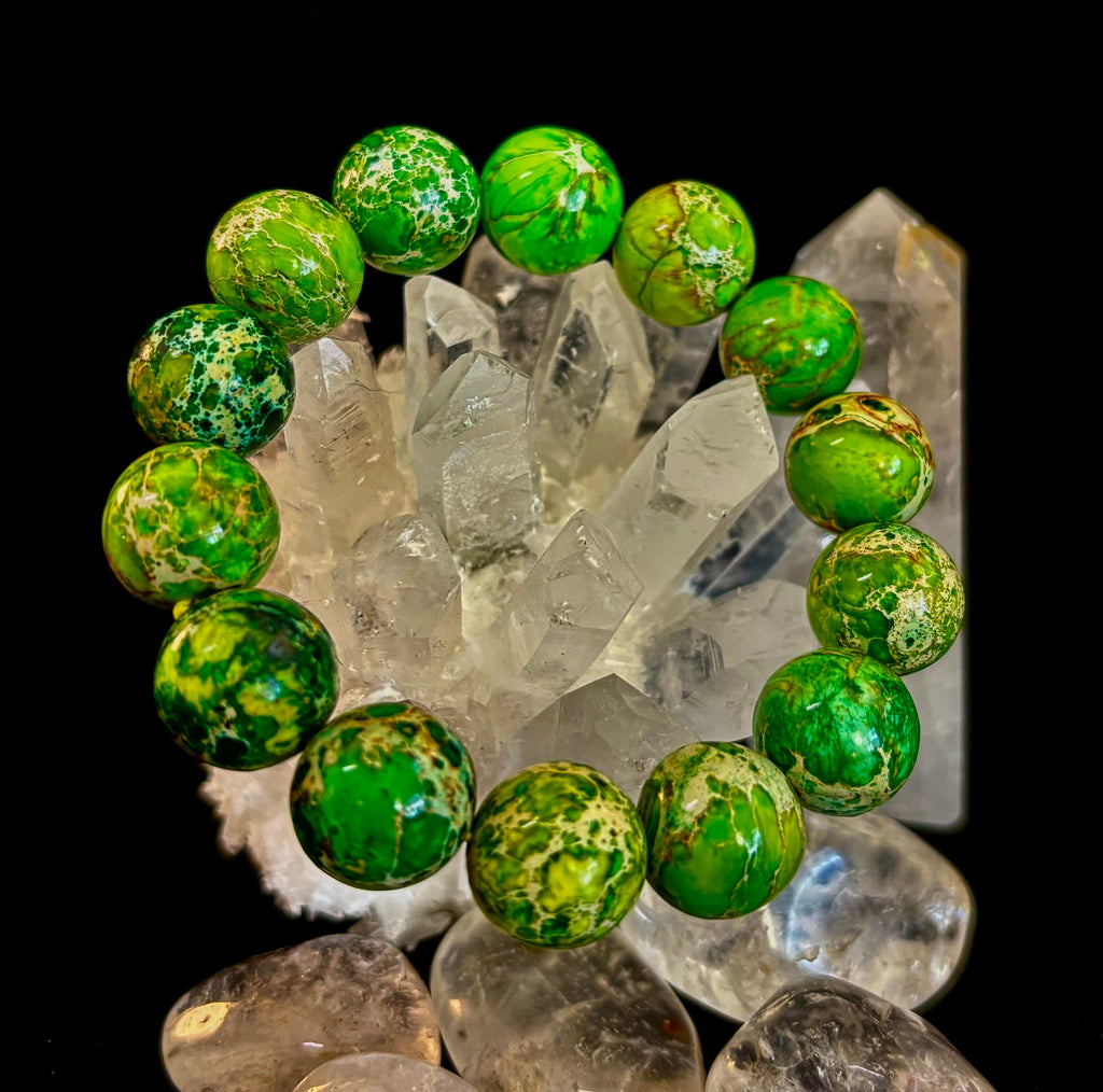 Vibrant Earth – Sea Sediment Jasper Statement Bracelet (14mm) | | Wiccan Center