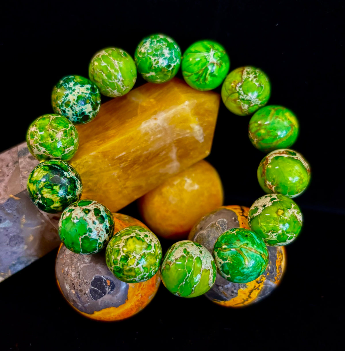 Vibrant Earth – Sea Sediment Jasper Statement Bracelet (14mm) | | Wiccan Center