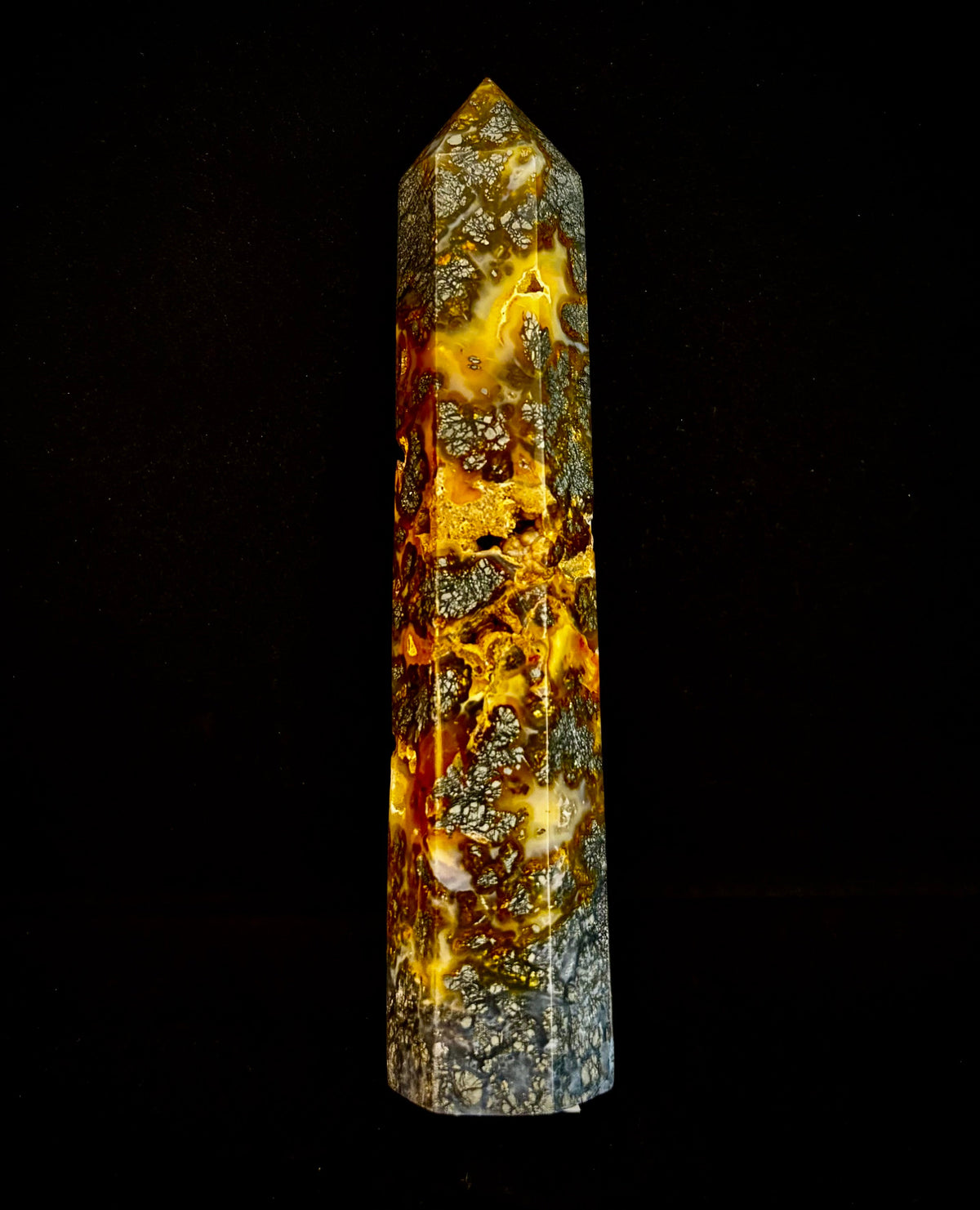 Marcasite Crystal Obelisk Mini-Tower – Soul Attraction & Metallic Focus (3"–4") | | Wiccan Center