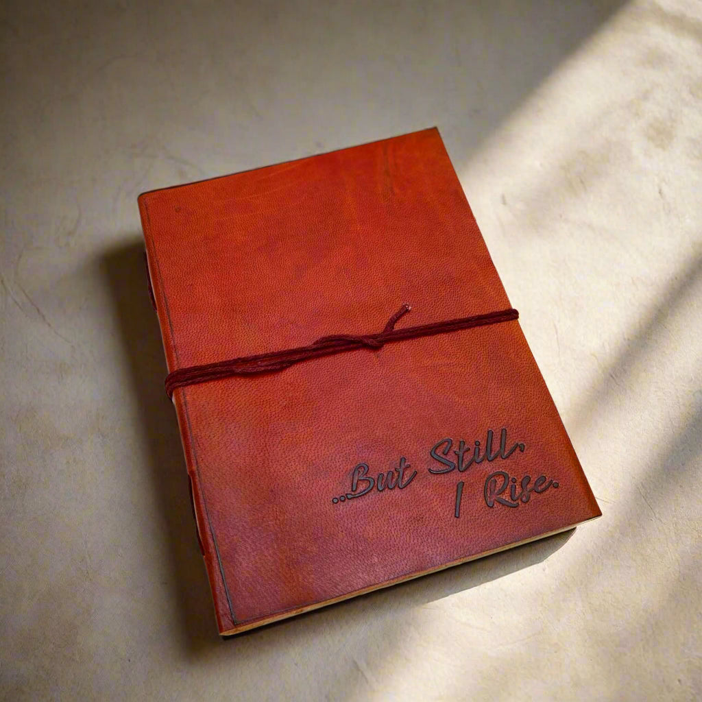 But Still I Rise Quote Leather Journal | Journal | Wiccan Center