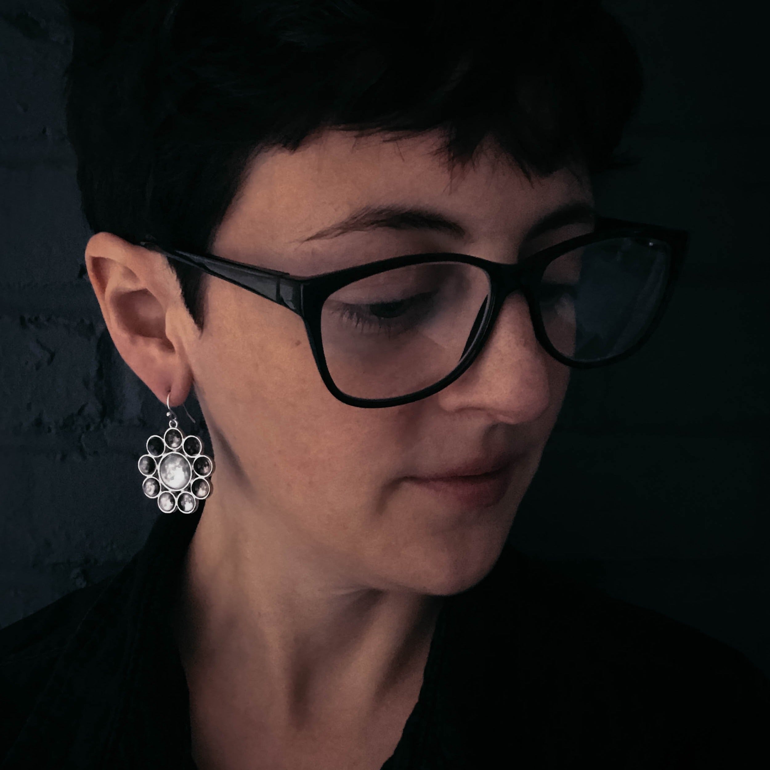 CLEARANCE Moon Phases Halo Dangle Earrings | Earrings | Wiccan Center