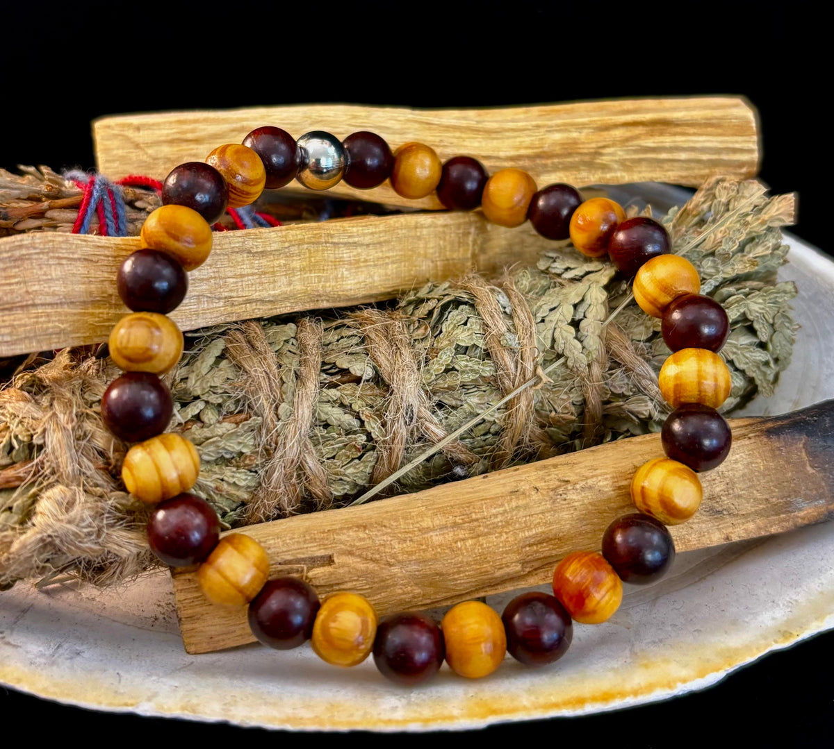 The Global Artisan Collection – Natural Wood & Artisan Metal Men’s Bracelets (8mm / 8" Wrist) | | Wiccan Center