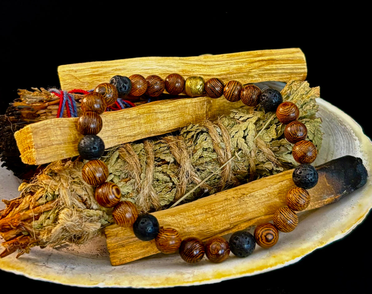 The Global Artisan Collection – Natural Wood & Artisan Metal Men’s Bracelets (8mm / 8" Wrist) | | Wiccan Center