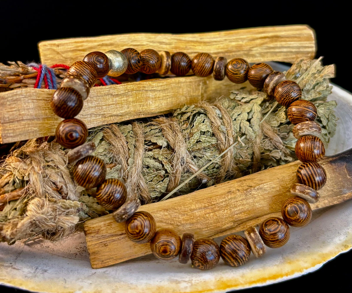 The Global Artisan Collection – Natural Wood & Artisan Metal Men’s Bracelets (8mm / 8" Wrist) | | Wiccan Center