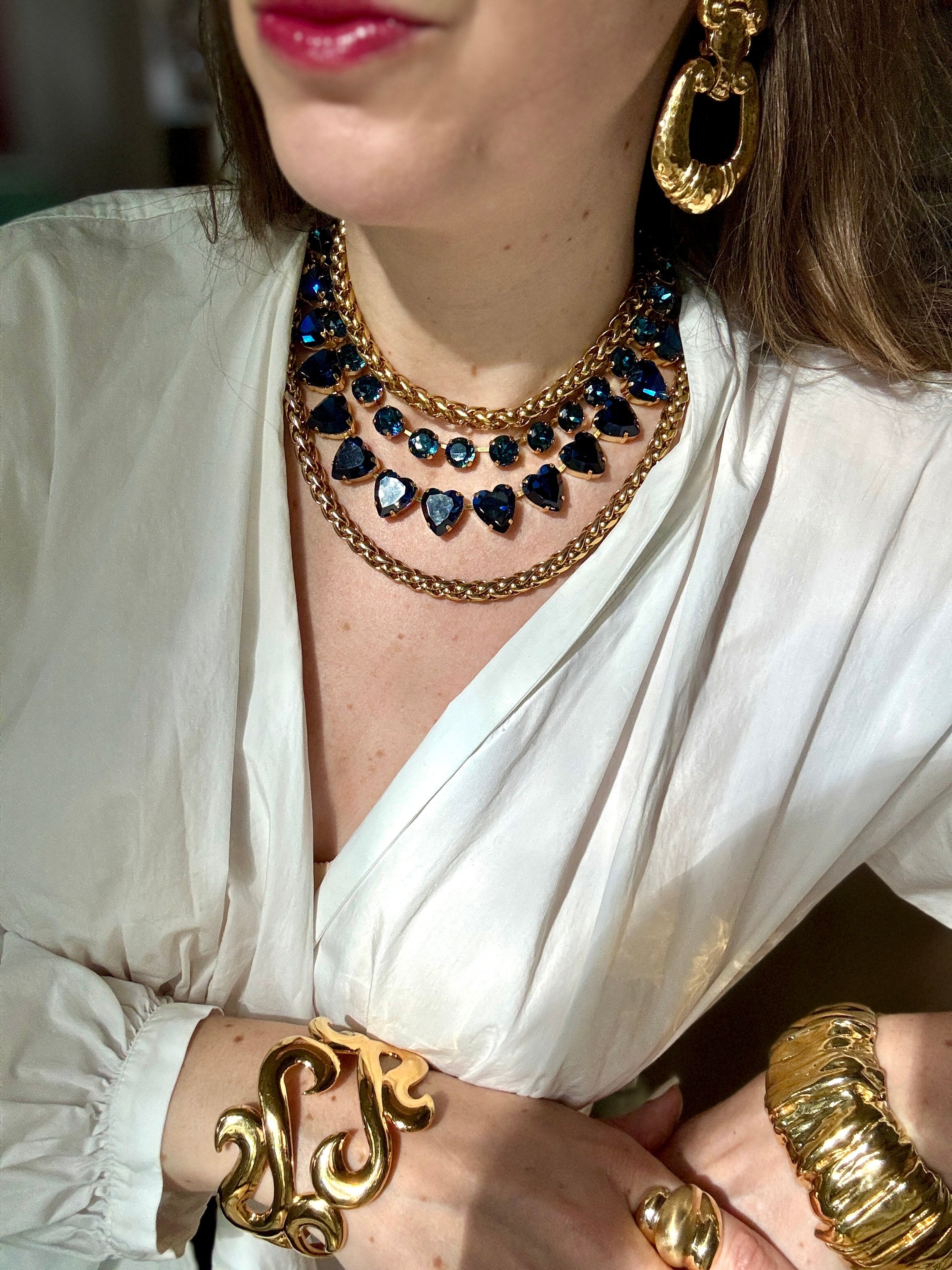 Daphne Dark Blue Crystal Riviera Necklace