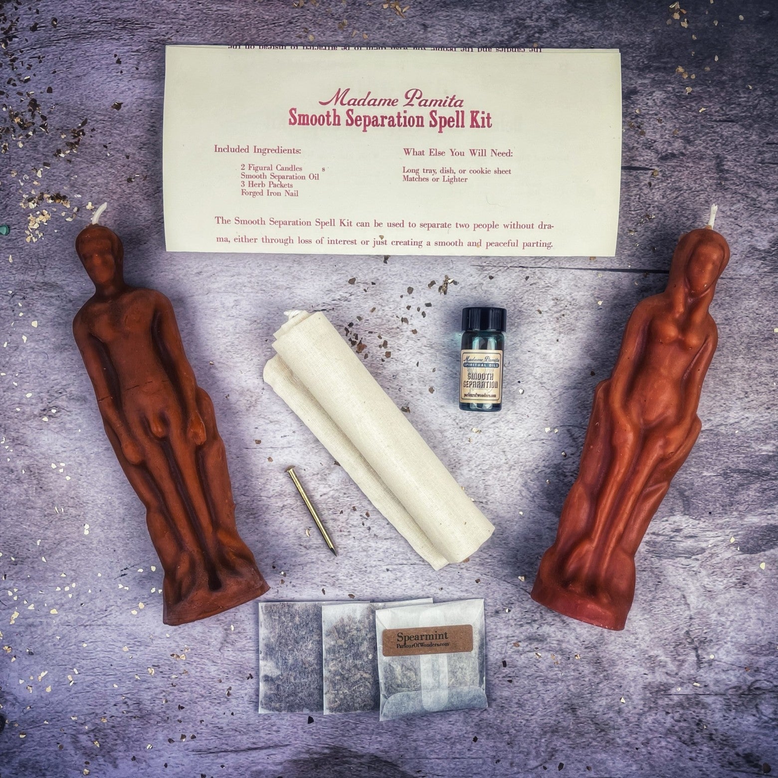 Smooth Separation Candle Spell Kit - Female/Male | Peaceful Parting | Candle Spell Kit | Wiccan Center
