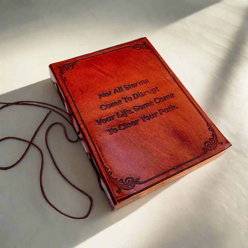 "Not All Storms" Leather Journal - For Resilience & New Beginnings | Journal | Wiccan Center