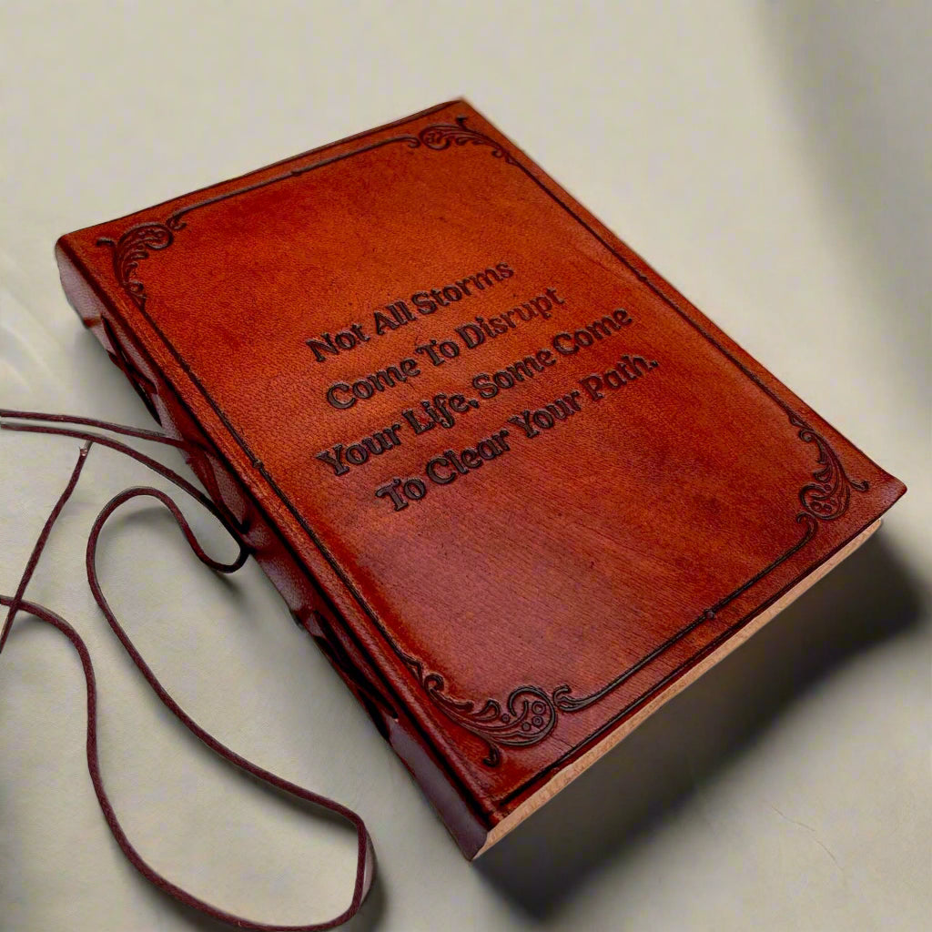 "Not All Storms" Leather Journal - For Resilience & New Beginnings | Journal | Wiccan Center