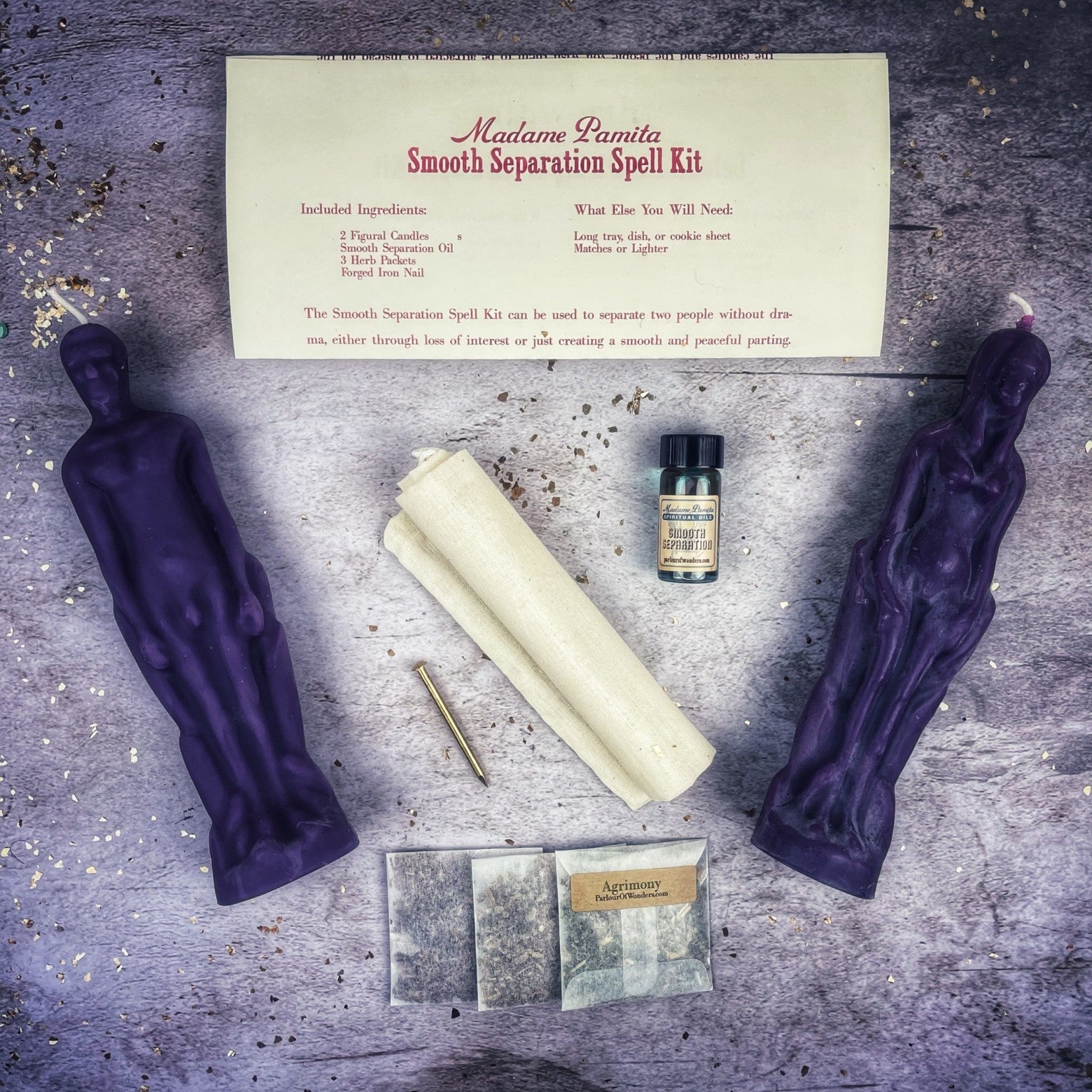 Smooth Separation Candle Spell Kit - Female/Male | Peaceful Parting | Candle Spell Kit | Wiccan Center