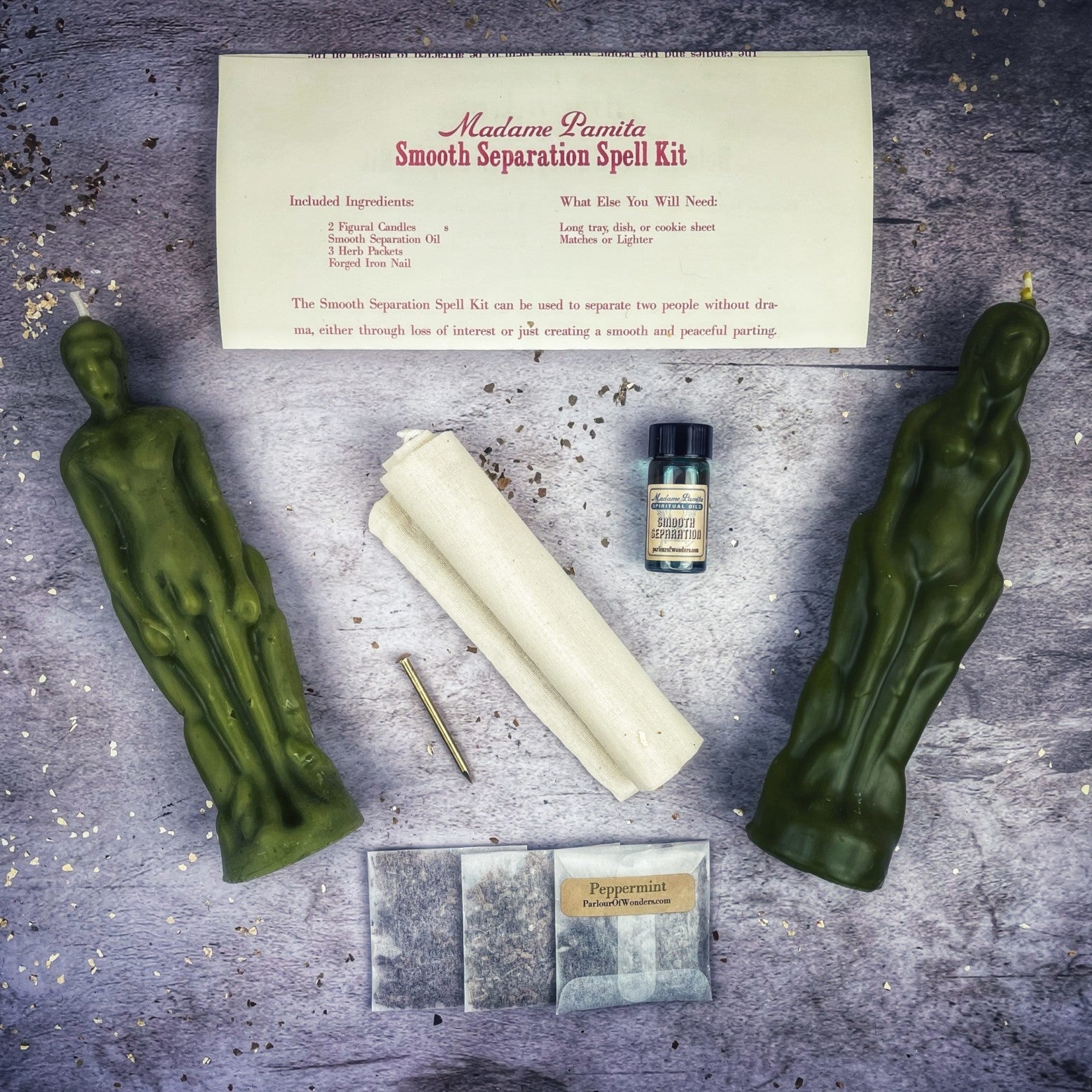 Smooth Separation Candle Spell Kit - Female/Male | Peaceful Parting | Candle Spell Kit | Wiccan Center