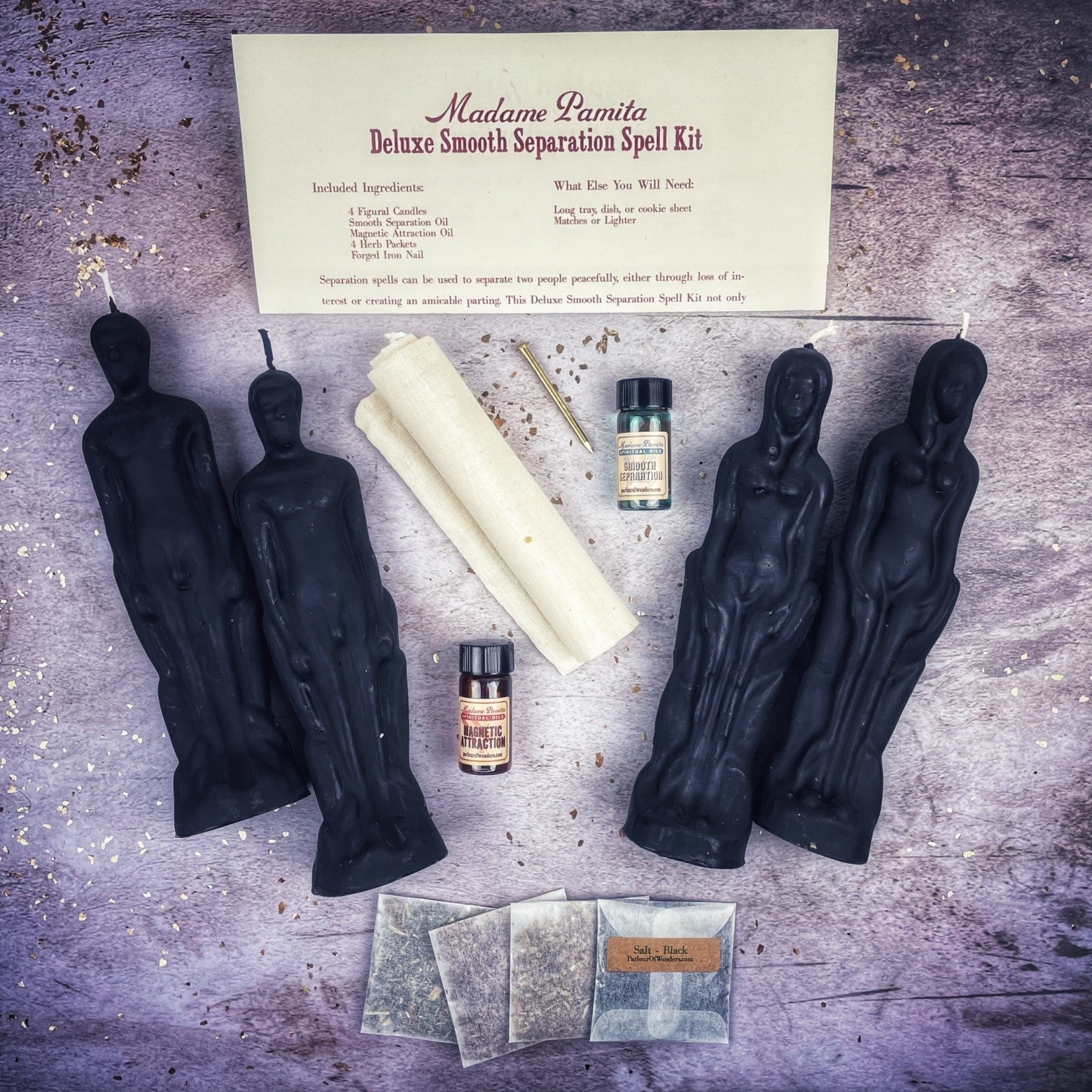 Deluxe Smooth Separation Candle Spell Kit - Female/Male | Peaceful Parting & Love Direction | Candle Spell Kit | Wiccan Center