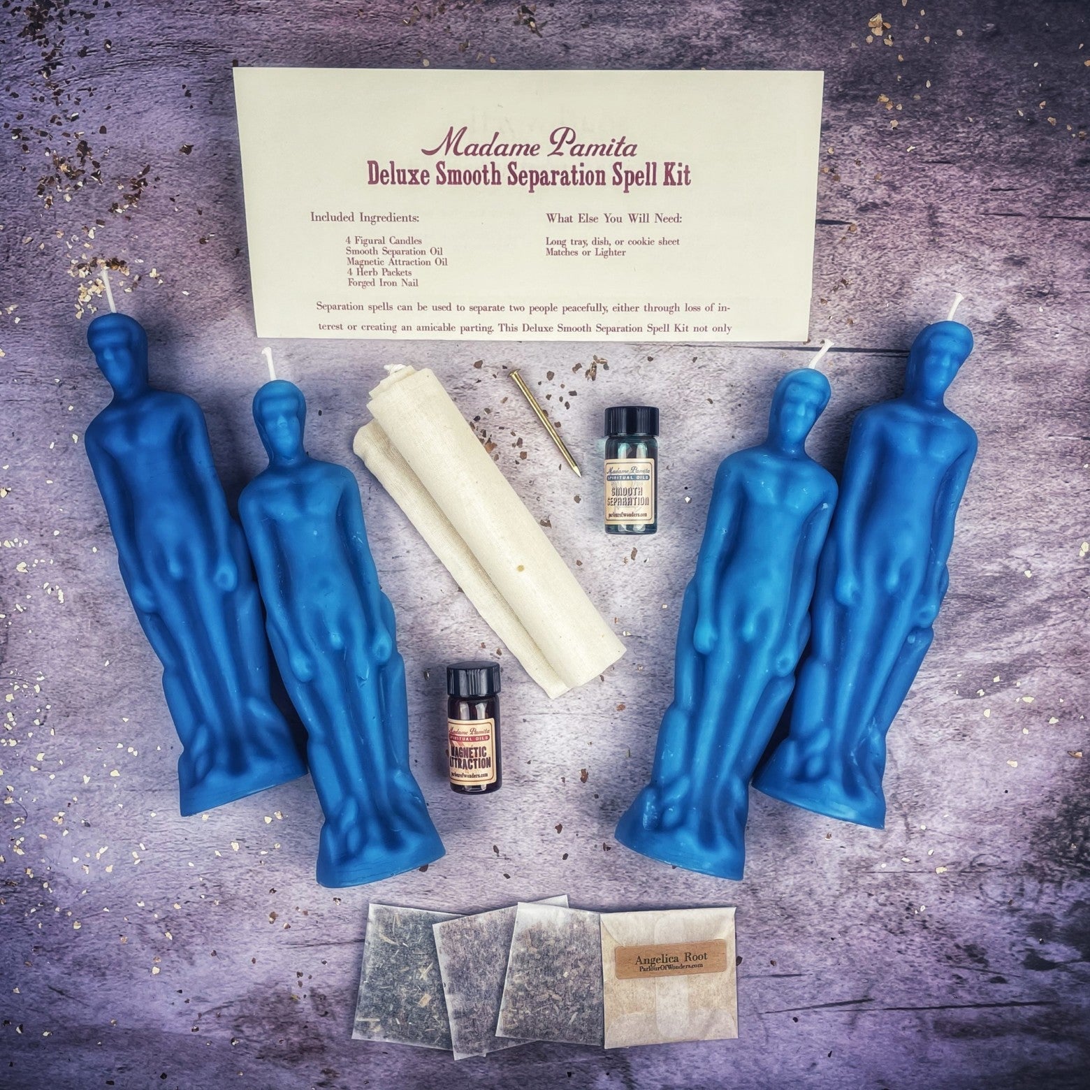 Deluxe Smooth Separation Candle Spell Kit - Male/Male | Peaceful Parting & Love Direction | Candle Spell Kit | Wiccan Center