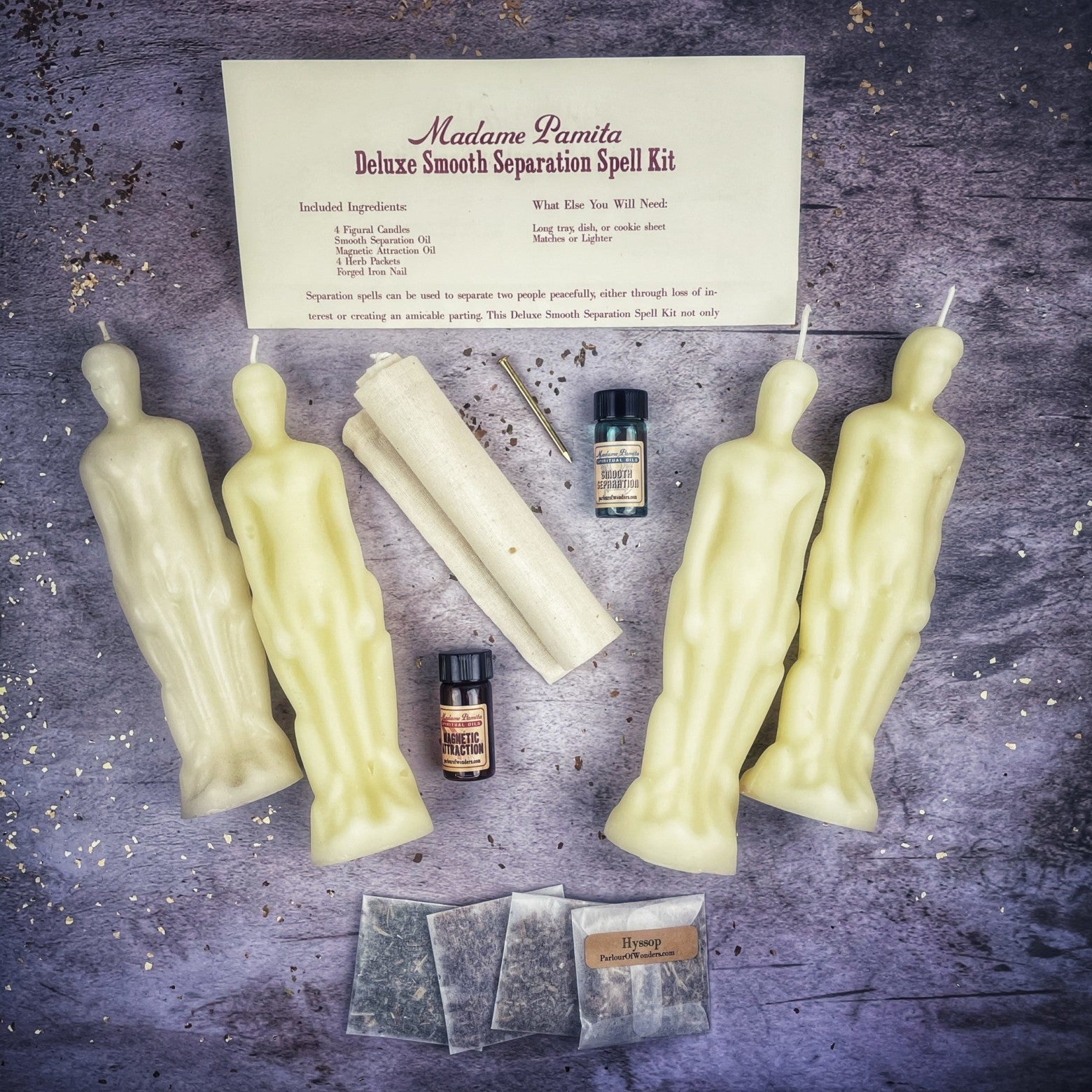 Deluxe Smooth Separation Candle Spell Kit - Male/Male | Peaceful Parting & Love Direction | Candle Spell Kit | Wiccan Center
