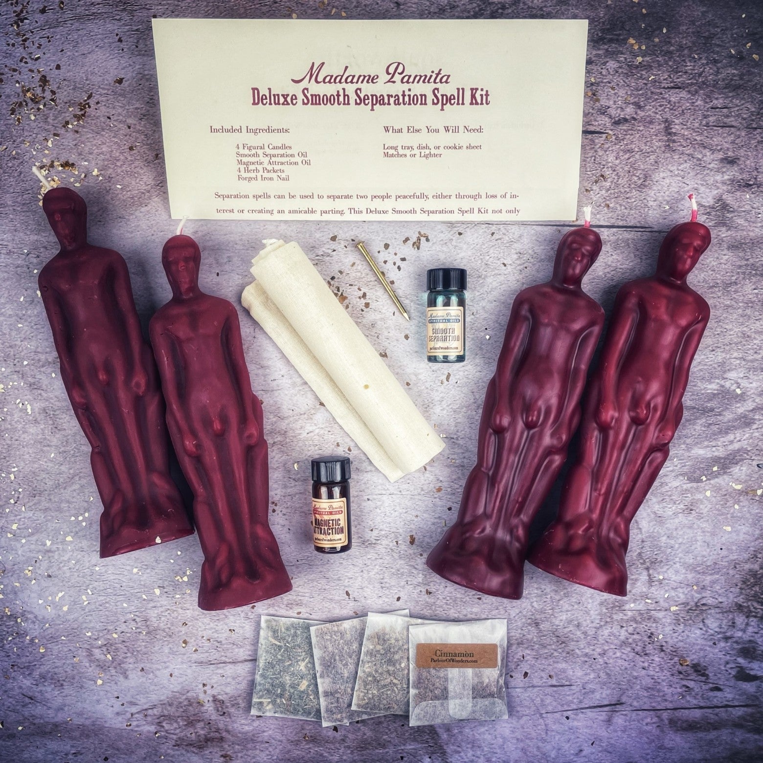 Deluxe Smooth Separation Candle Spell Kit - Male/Male | Peaceful Parting & Love Direction | Candle Spell Kit | Wiccan Center