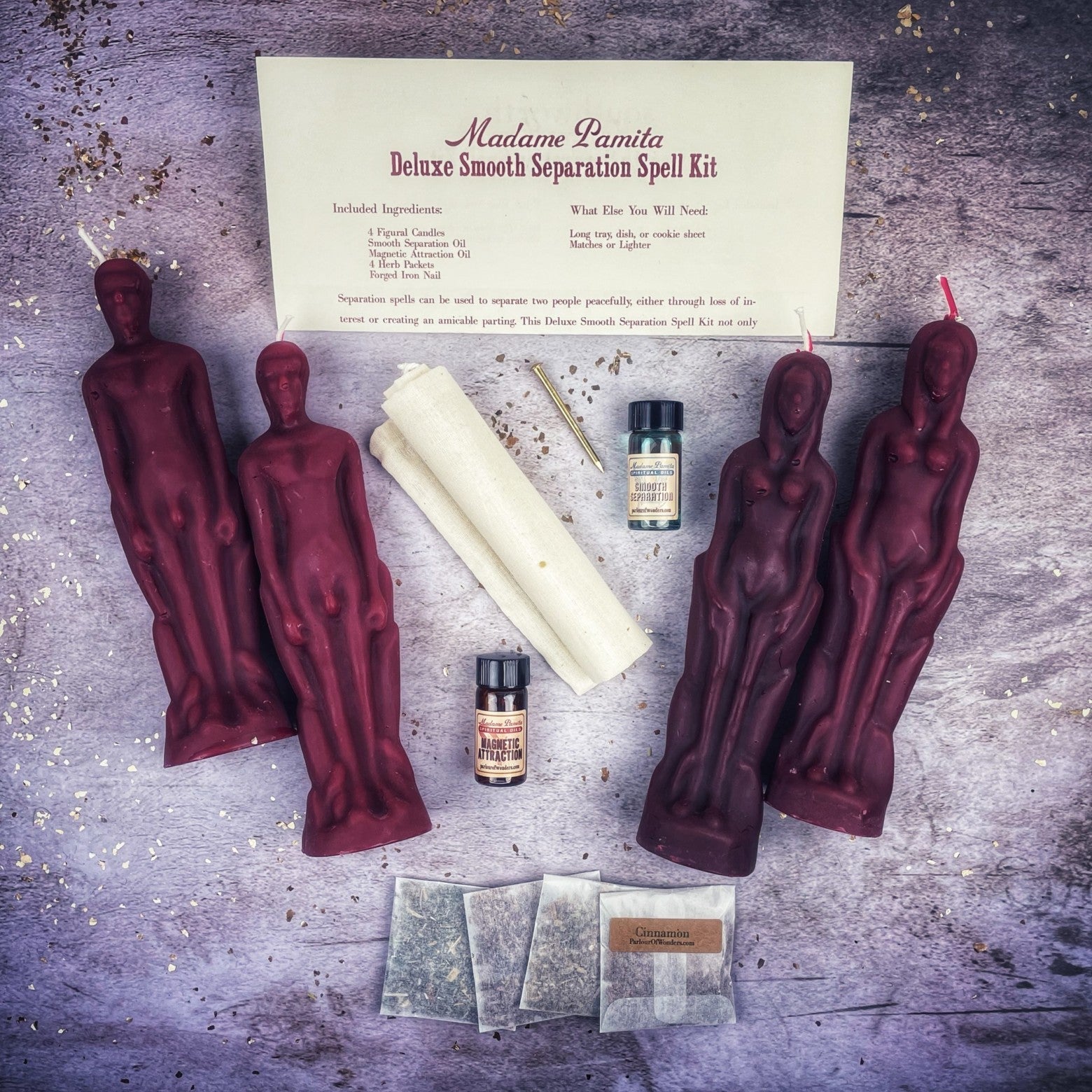 Deluxe Smooth Separation Candle Spell Kit - Female/Male | Peaceful Parting & Love Direction | Candle Spell Kit | Wiccan Center