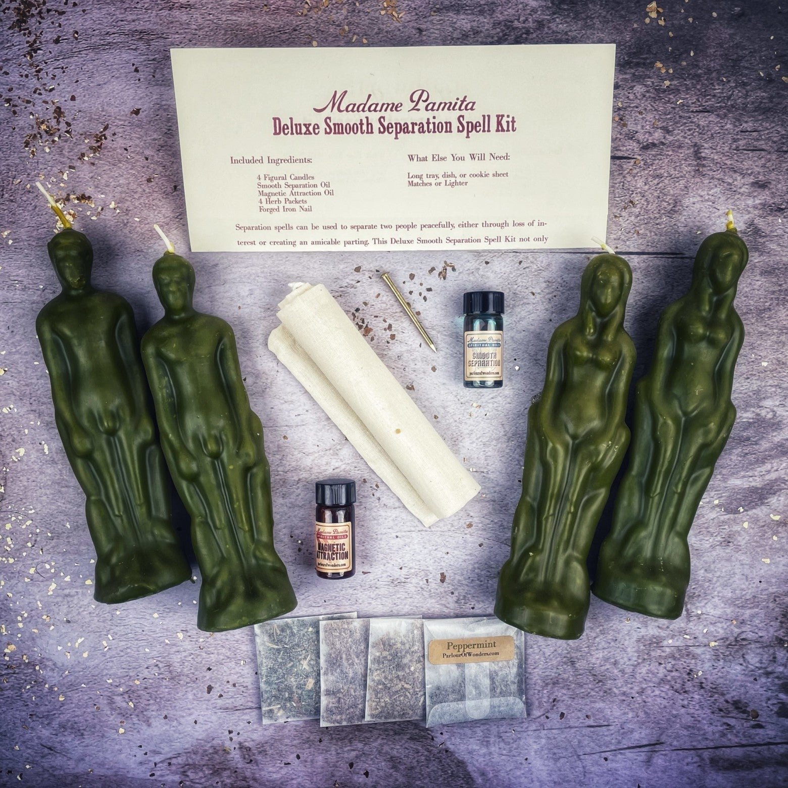 Deluxe Smooth Separation Candle Spell Kit - Female/Male | Peaceful Parting & Love Direction | Candle Spell Kit | Wiccan Center