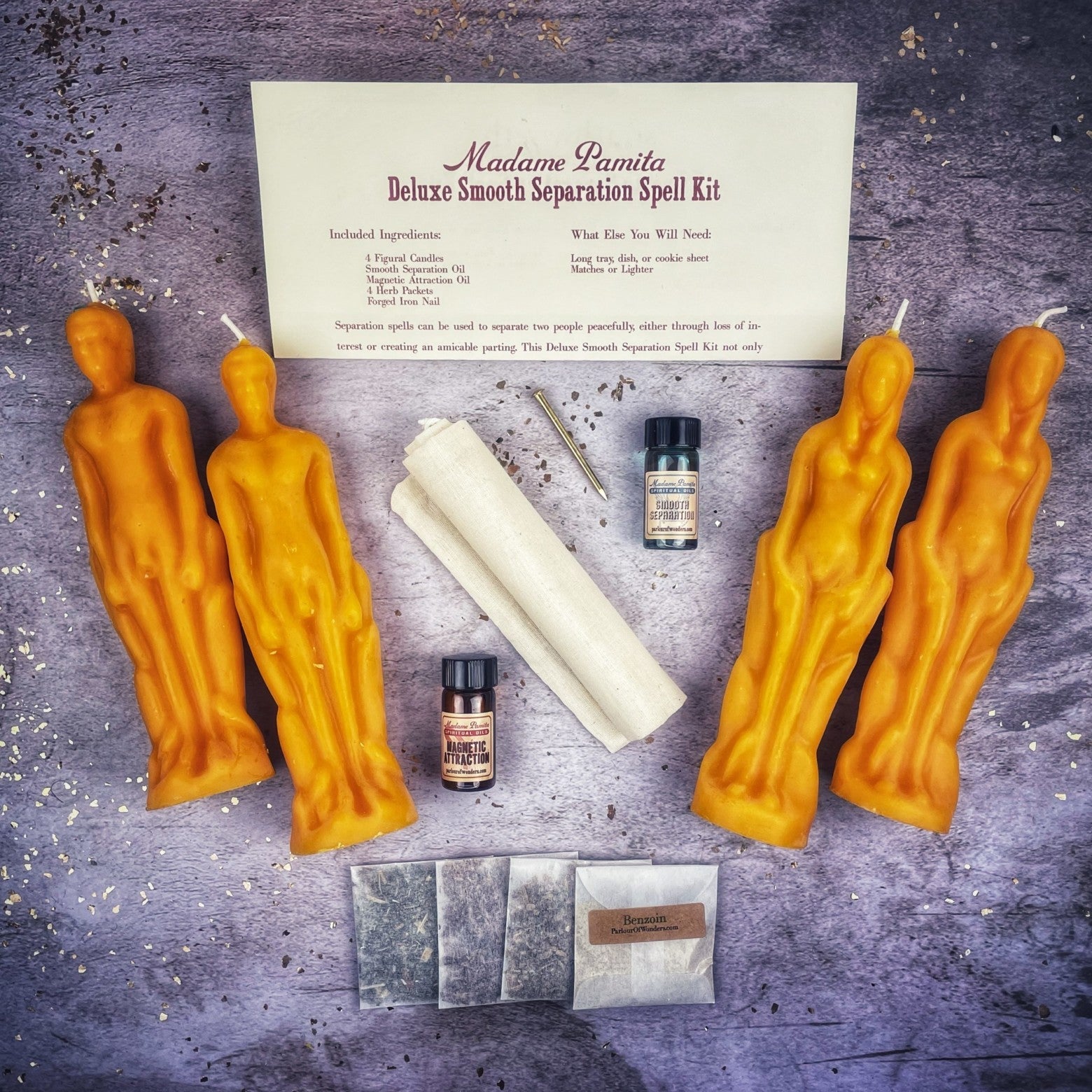 Deluxe Smooth Separation Candle Spell Kit - Female/Male | Peaceful Parting & Love Direction | Candle Spell Kit | Wiccan Center