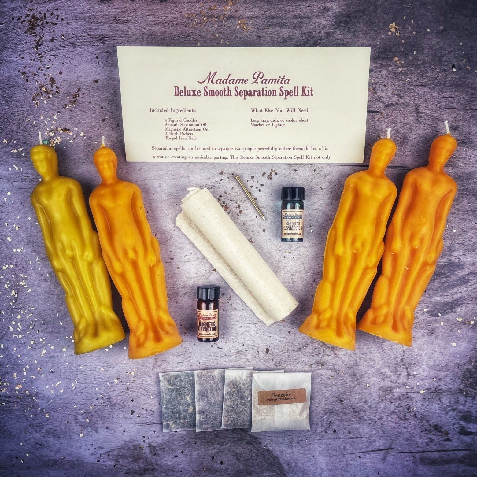 Deluxe Smooth Separation Candle Spell Kit - Male/Male | Peaceful Parting & Love Direction | Candle Spell Kit | Wiccan Center