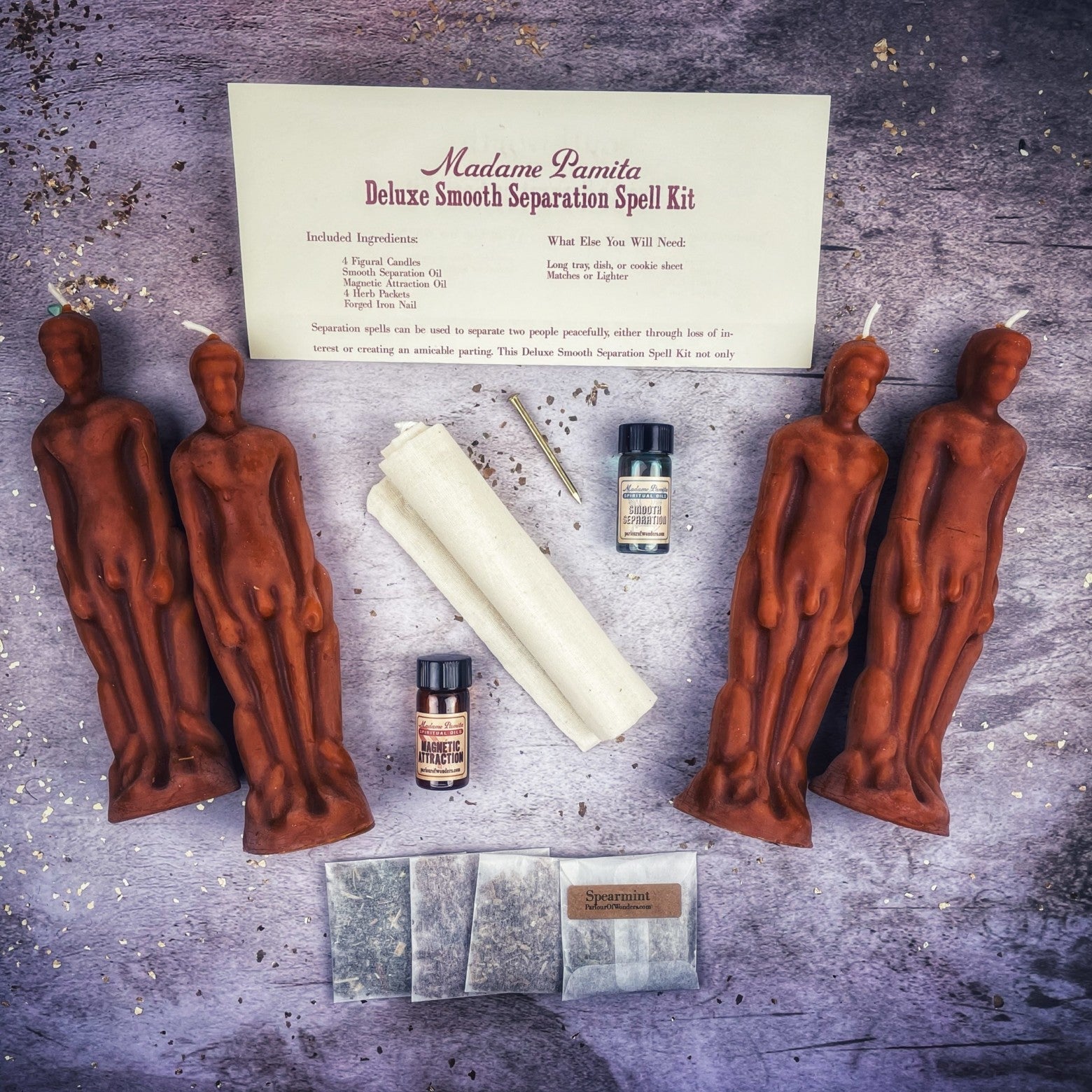 Deluxe Smooth Separation Candle Spell Kit - Male/Male | Peaceful Parting & Love Direction | Candle Spell Kit | Wiccan Center