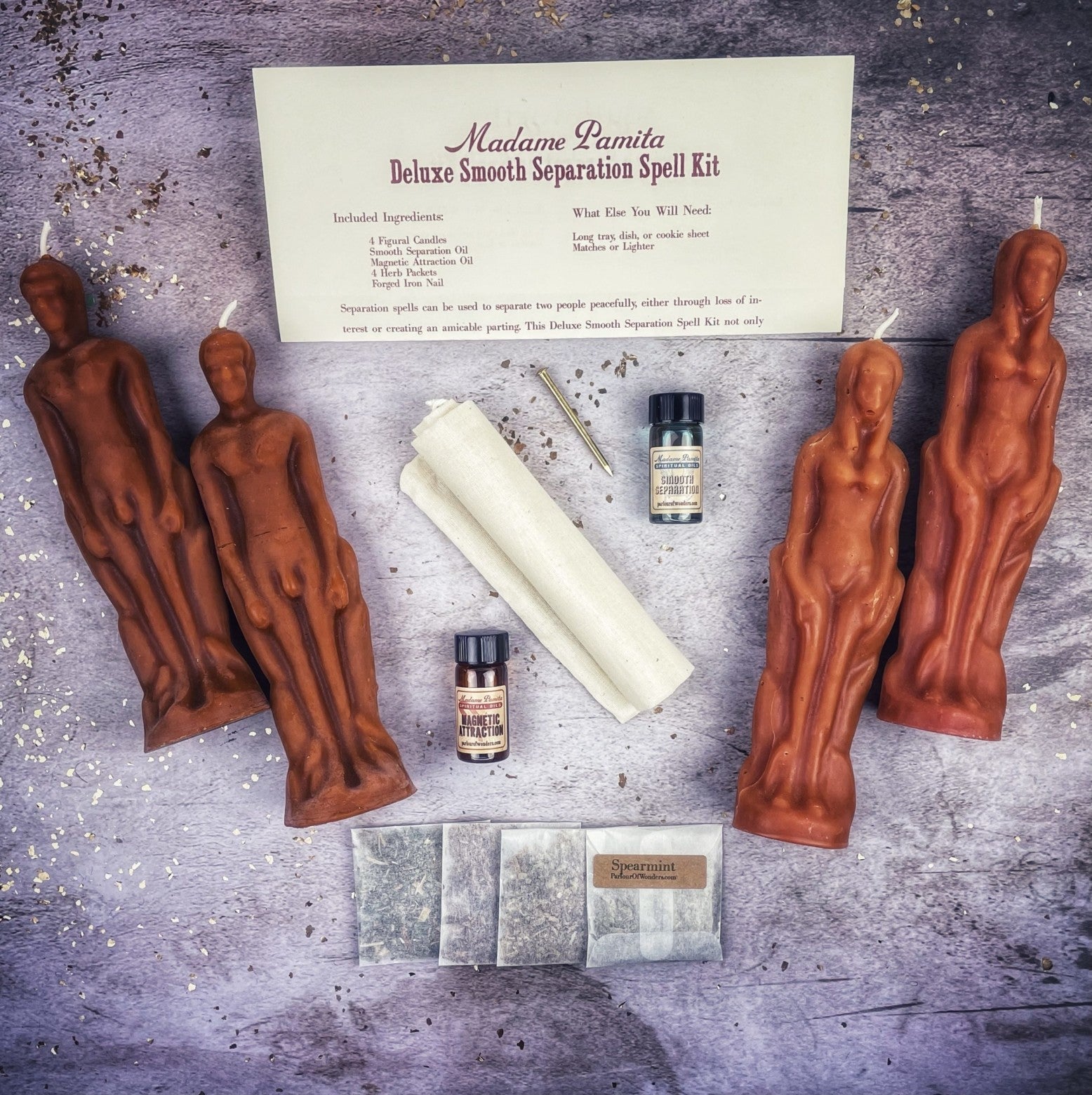 Deluxe Smooth Separation Candle Spell Kit - Female/Male | Peaceful Parting & Love Direction | Candle Spell Kit | Wiccan Center