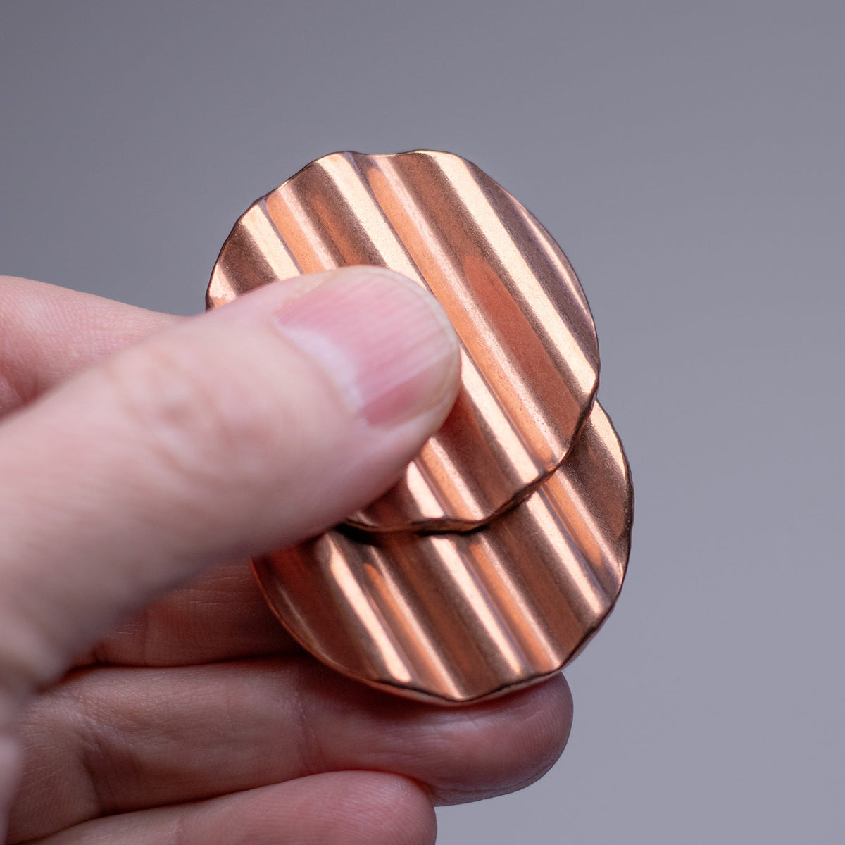 Haptic Pair of Sliding Pickle Chips Worry Coins - Raw Copper | Artwork | Wiccan Center