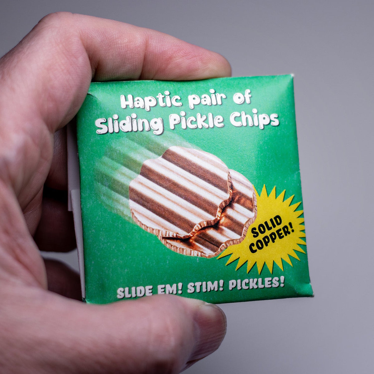 Haptic Pair of Sliding Pickle Chips Worry Coins - Raw Copper | Artwork | Wiccan Center