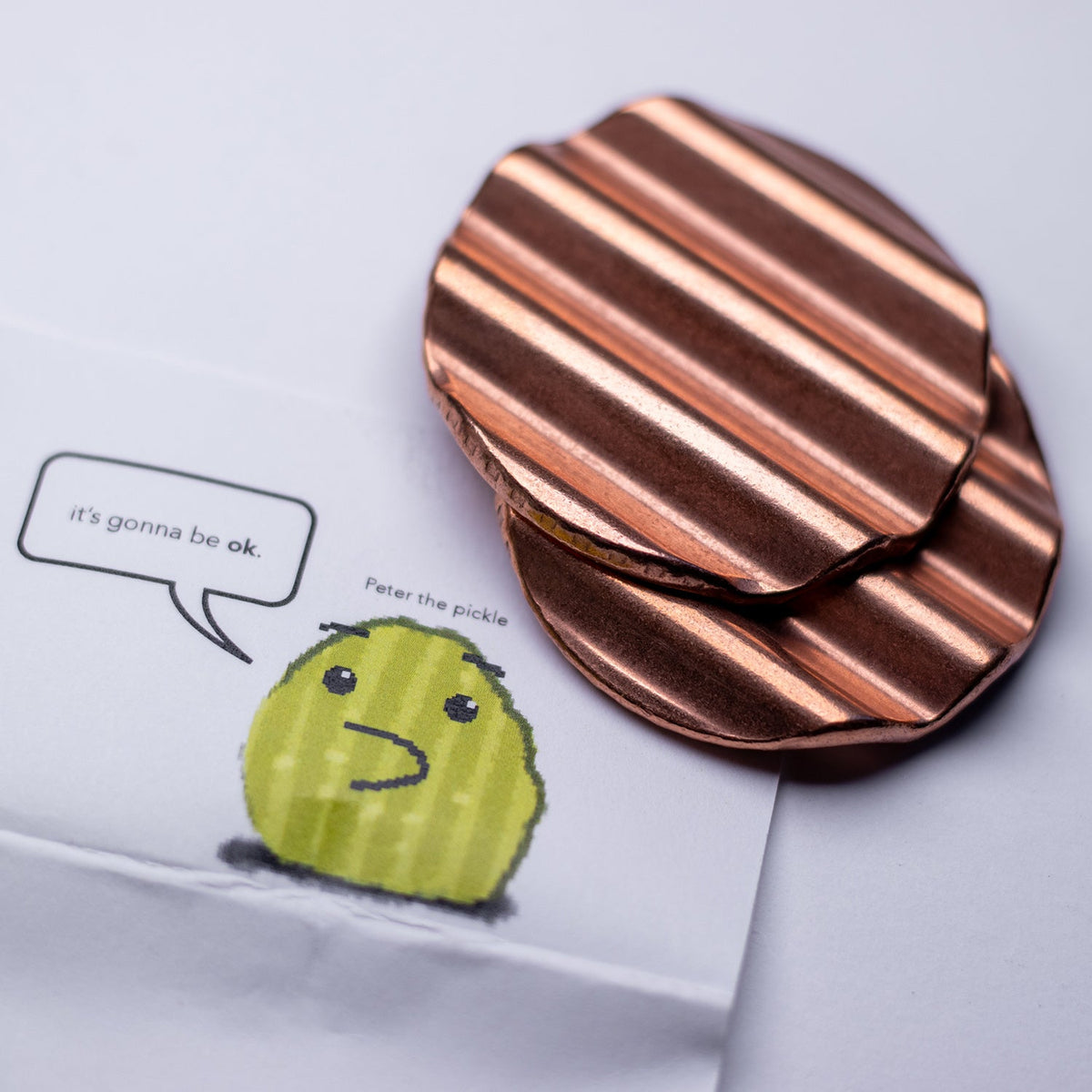 Haptic Pair of Sliding Pickle Chips Worry Coins - Raw Copper | Artwork | Wiccan Center