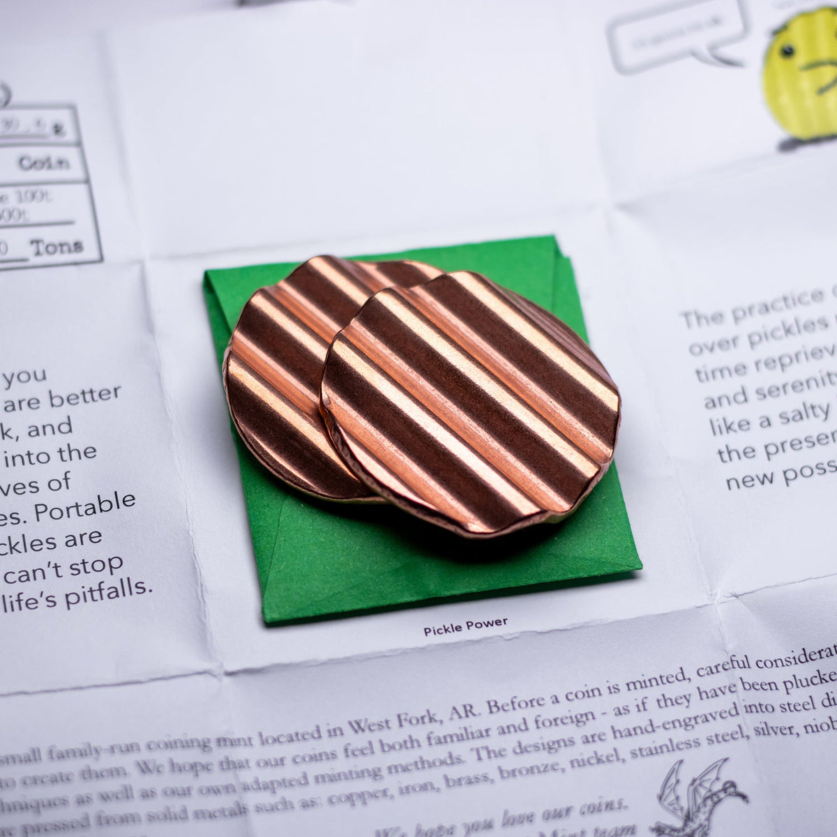 Haptic Pair of Sliding Pickle Chips Worry Coins - Raw Copper | Artwork | Wiccan Center