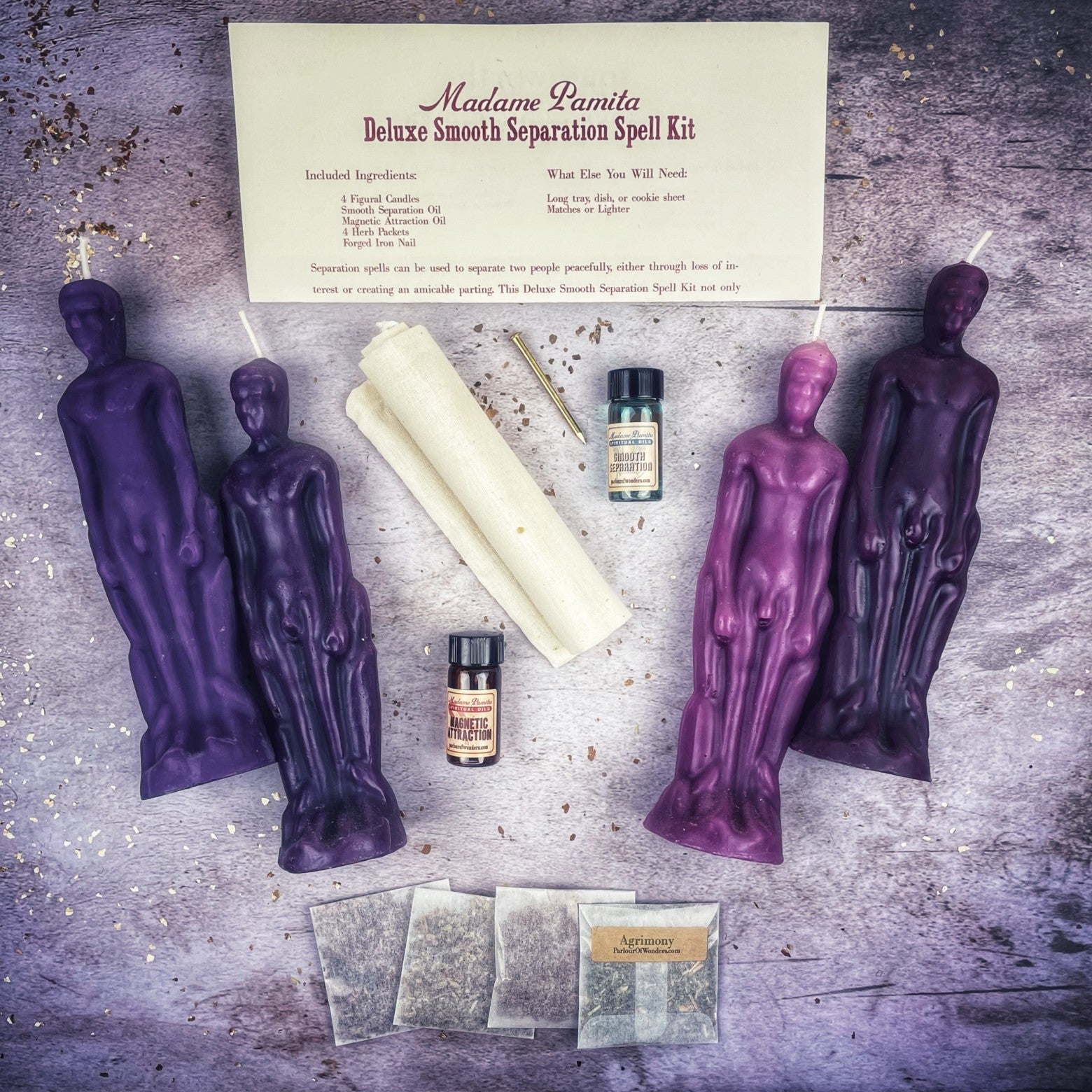 Deluxe Smooth Separation Candle Spell Kit - Male/Male | Peaceful Parting & Love Direction | Candle Spell Kit | Wiccan Center