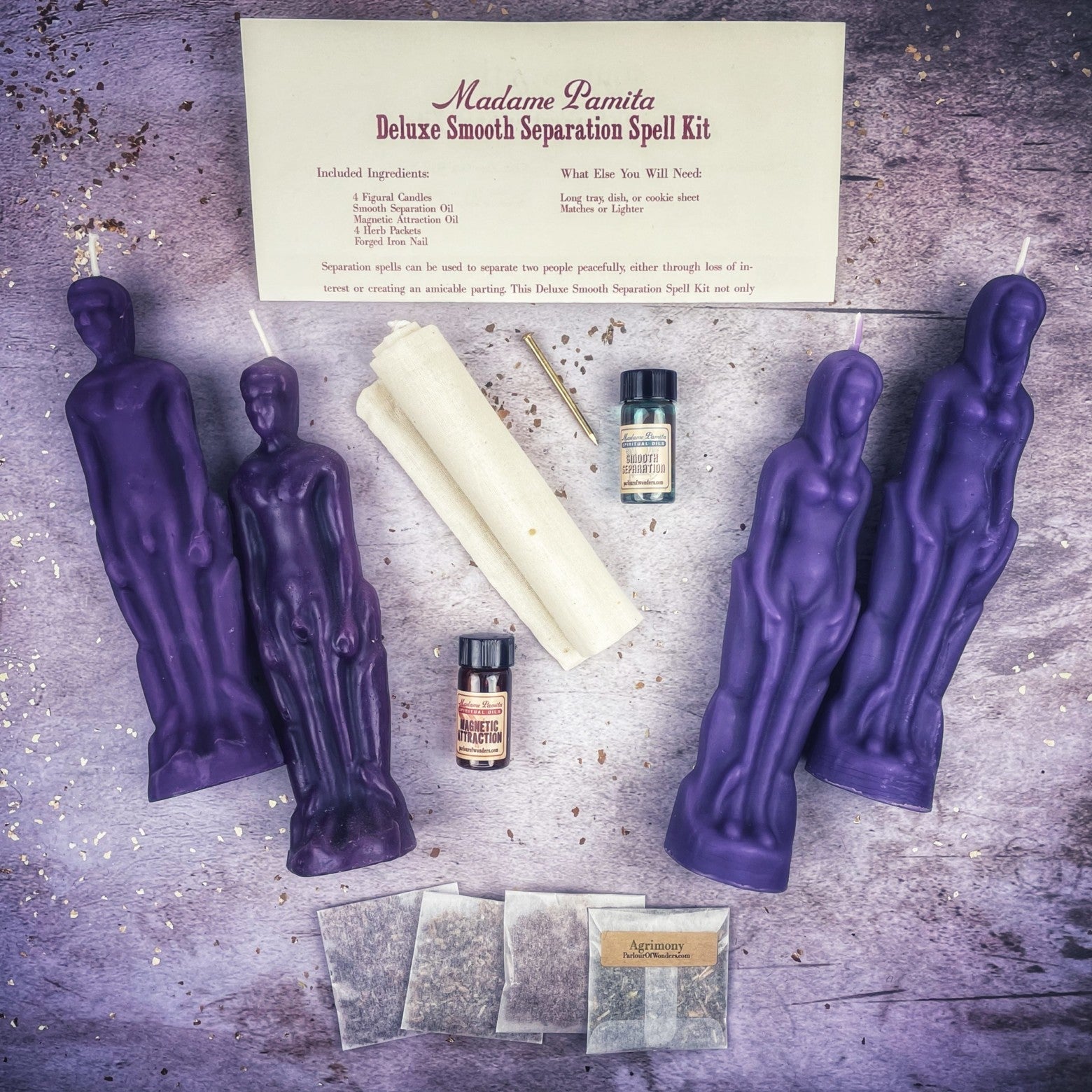 Deluxe Smooth Separation Candle Spell Kit - Female/Male | Peaceful Parting & Love Direction | Candle Spell Kit | Wiccan Center
