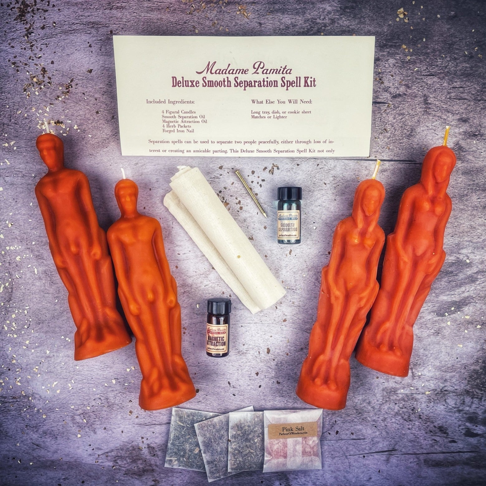 Deluxe Smooth Separation Candle Spell Kit - Female/Male | Peaceful Parting & Love Direction | Candle Spell Kit | Wiccan Center