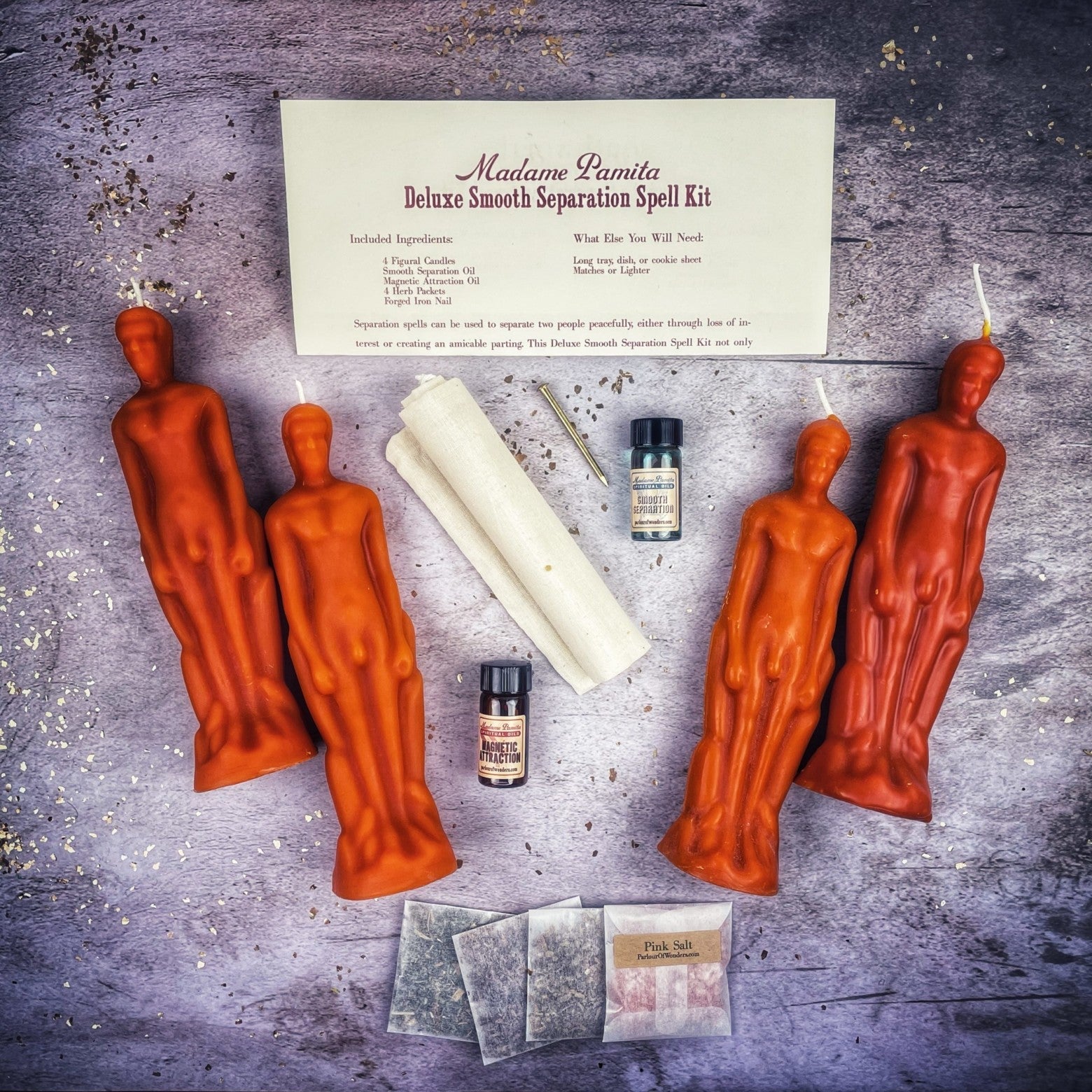 Deluxe Smooth Separation Candle Spell Kit - Male/Male | Peaceful Parting & Love Direction | Candle Spell Kit | Wiccan Center