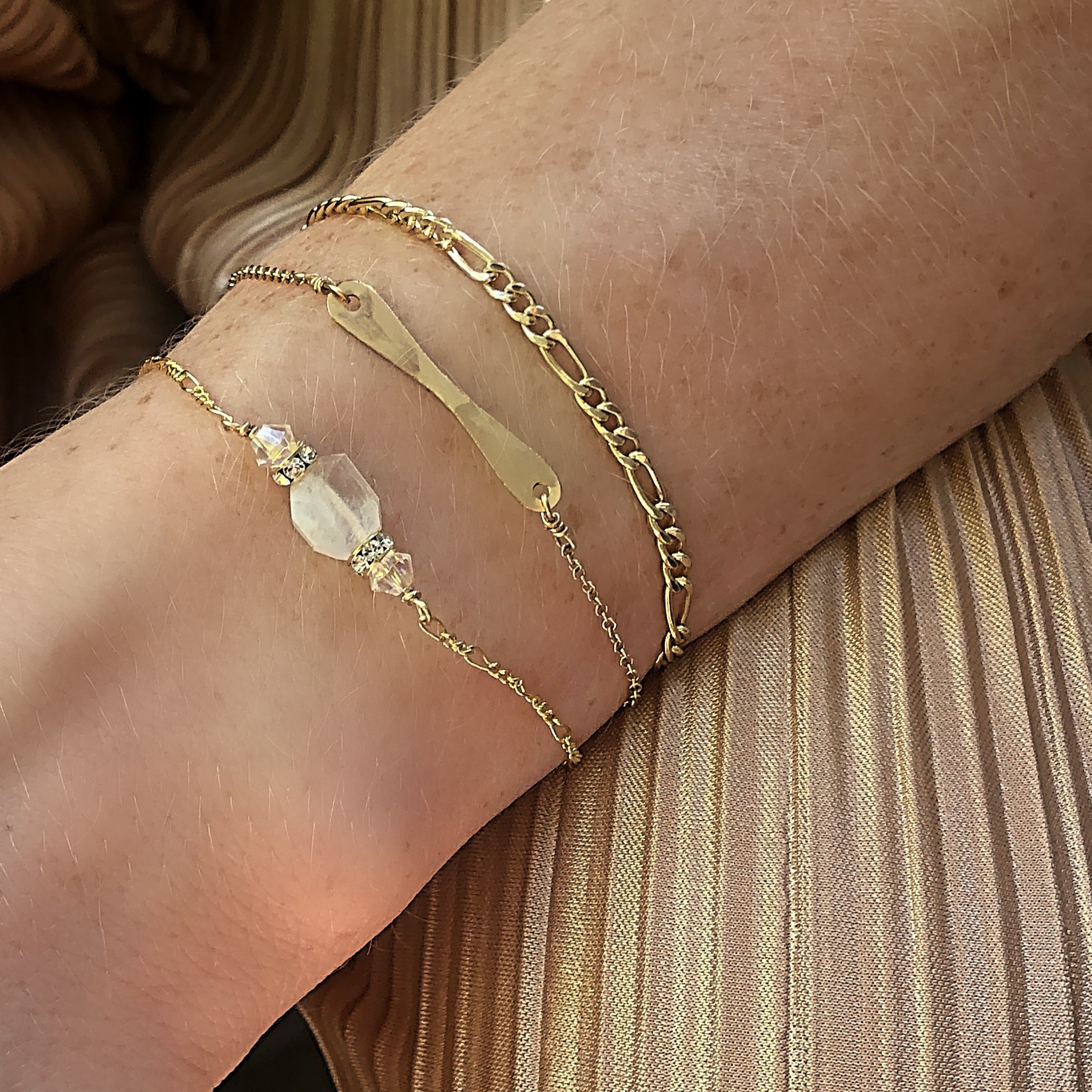 Figaro Chain Bracelet / Anklet with Swarovski Clasp