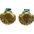 Ariel Shell Earrings Aqua or Clear Crystal