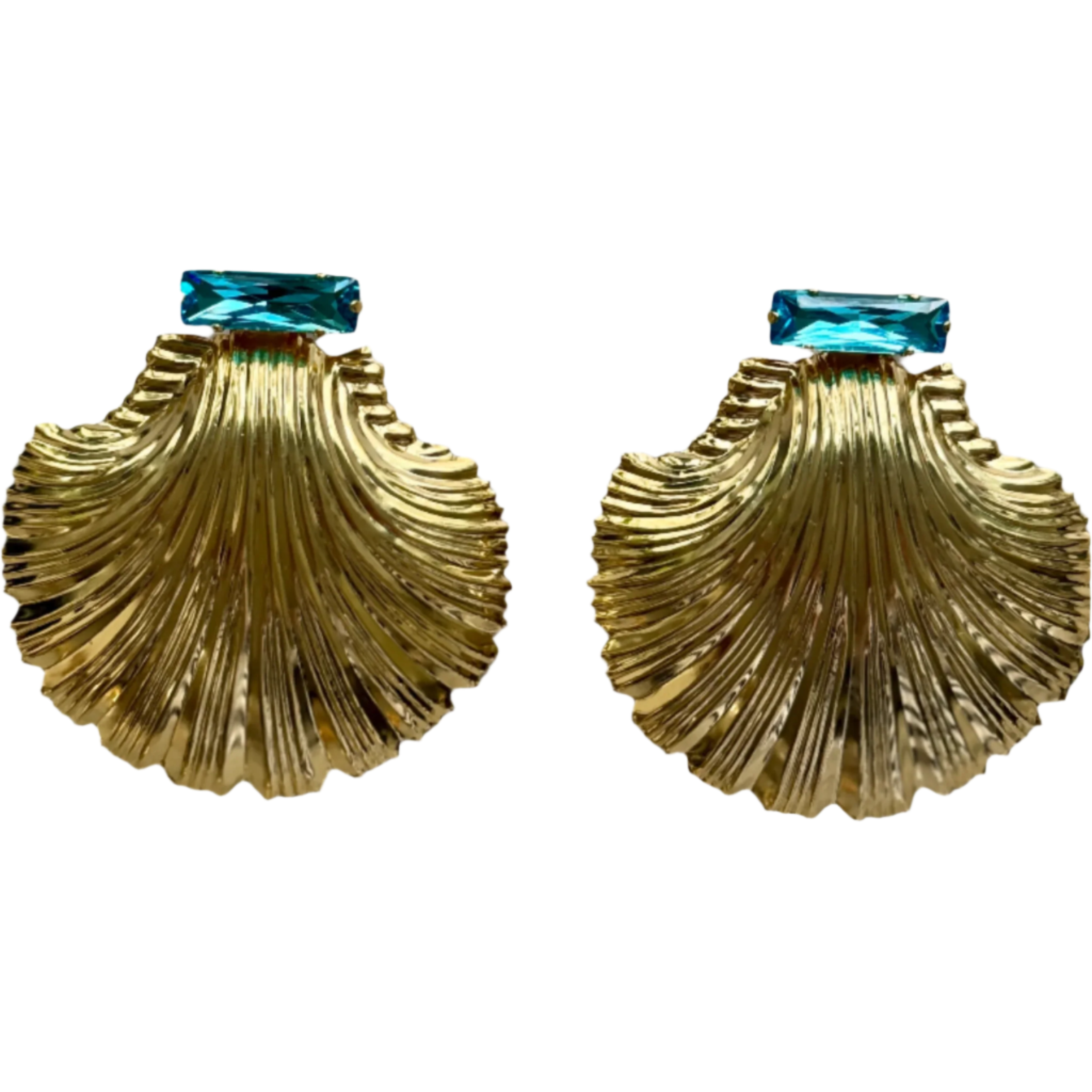 Ariel Shell Earrings Aqua or Clear Crystal