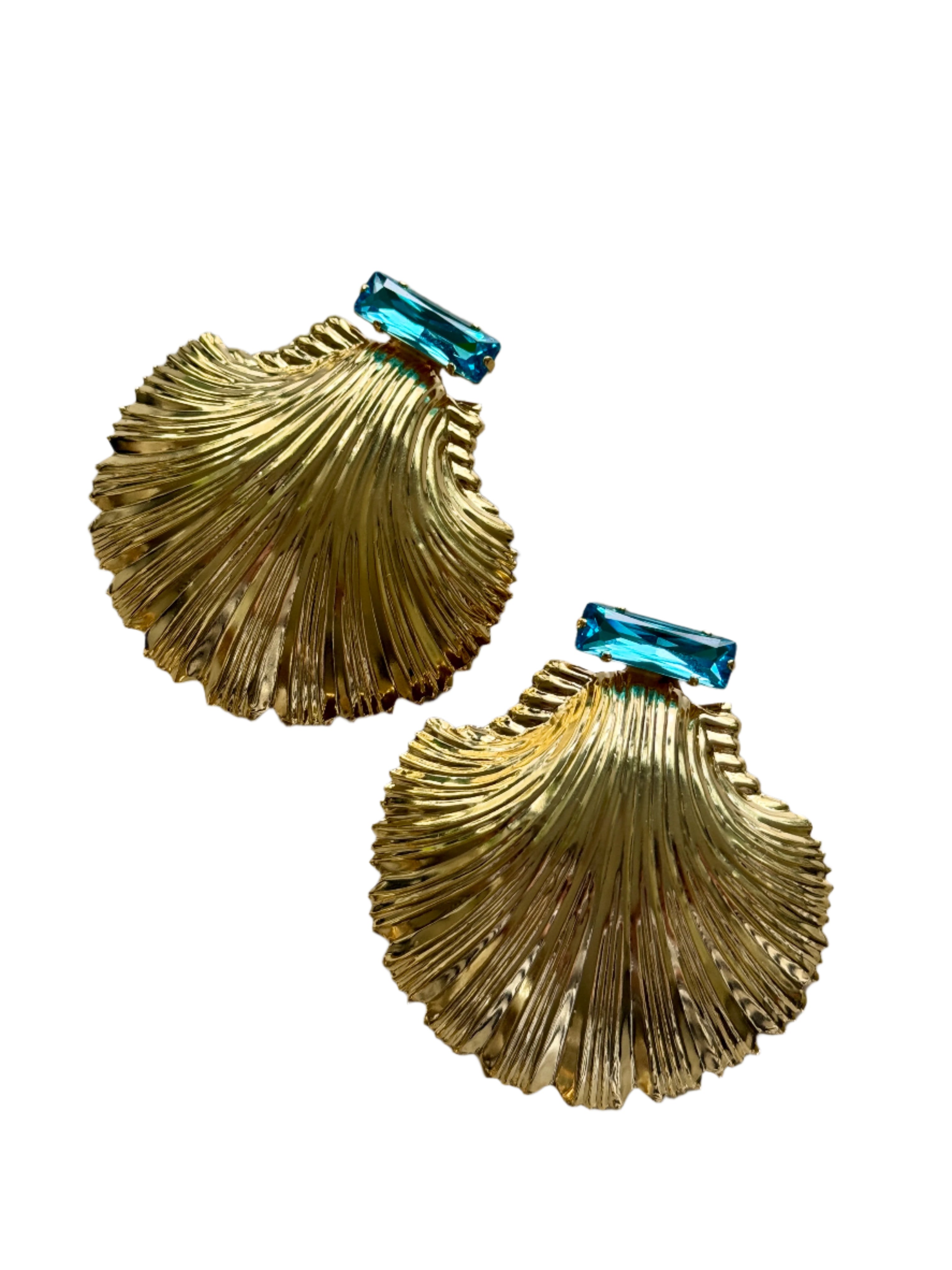 Ariel Shell Earrings Aqua or Clear Crystal