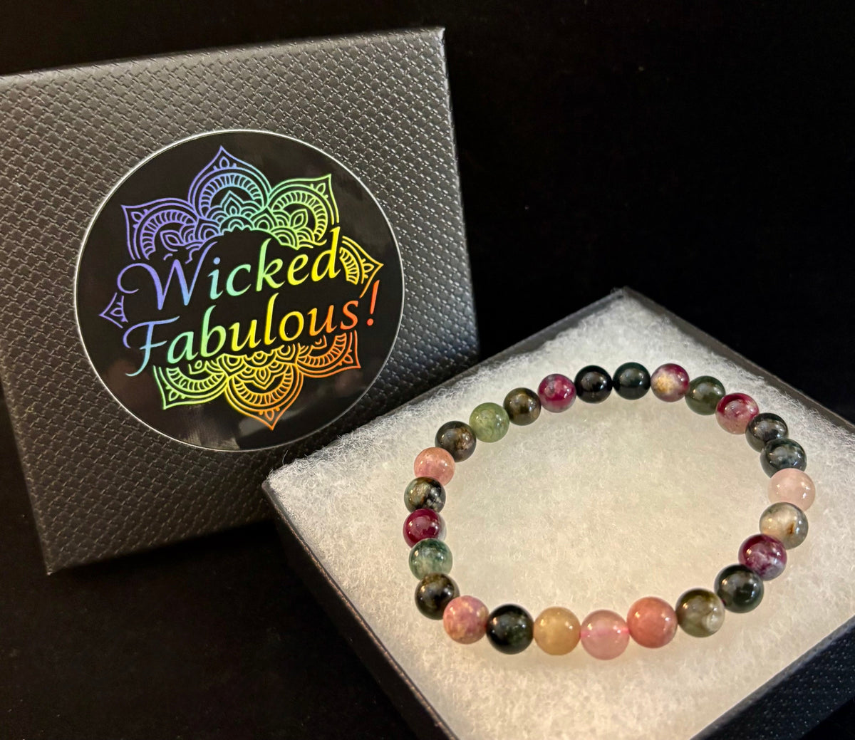 Sacred Harmony: Natural Watermelon Tourmaline 8mm Crystal Stretch Bracelet | | Wiccan Center