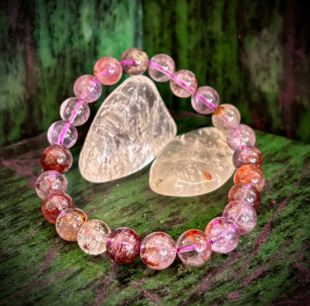 Celestial Synergy: Natural Super 7 (Sacred Seven) 8mm Crystal Stretch Bracelet | | Wiccan Center